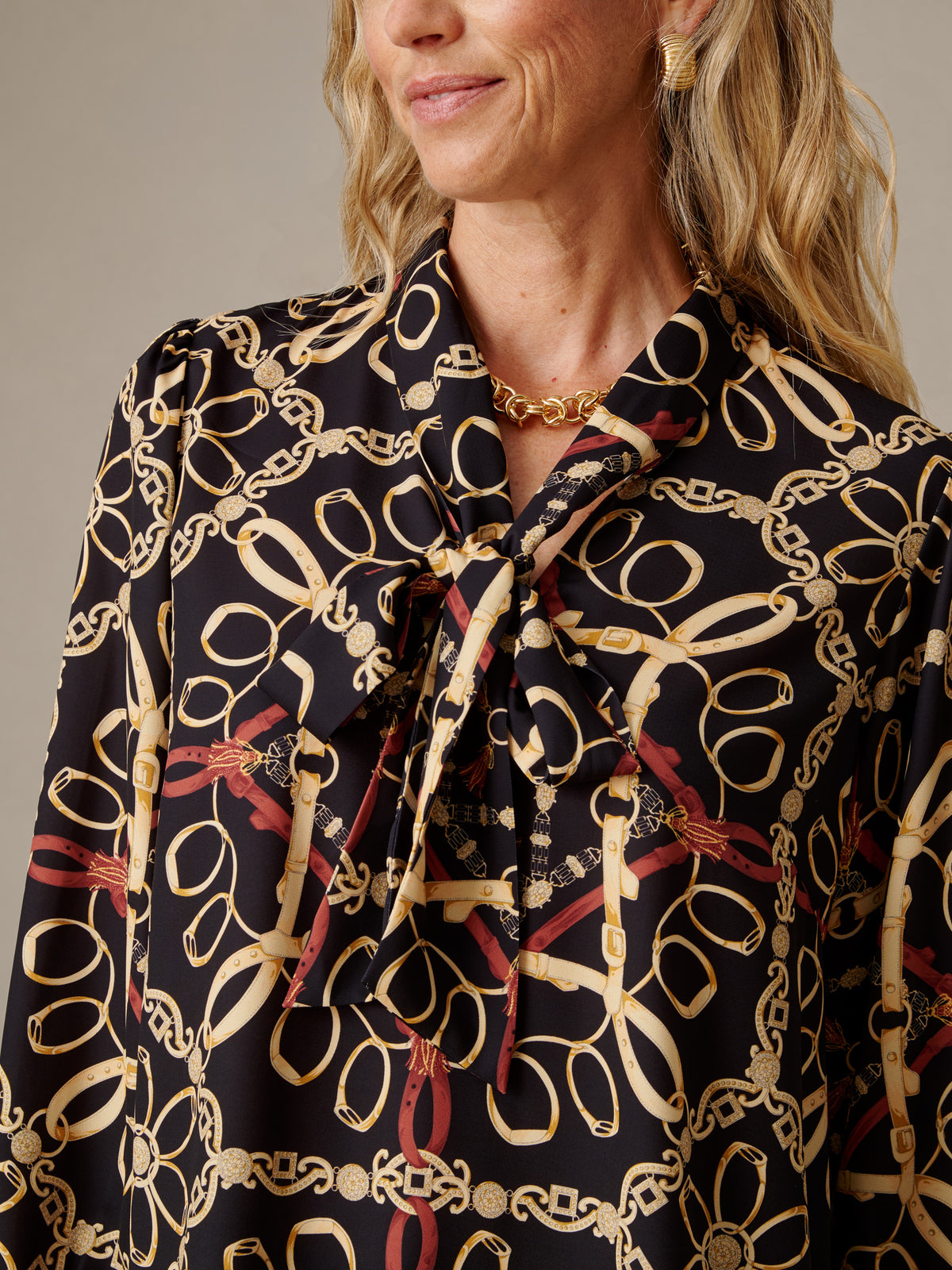 Maeve Silk Blend Blouse in Mini Heraldic Tassel