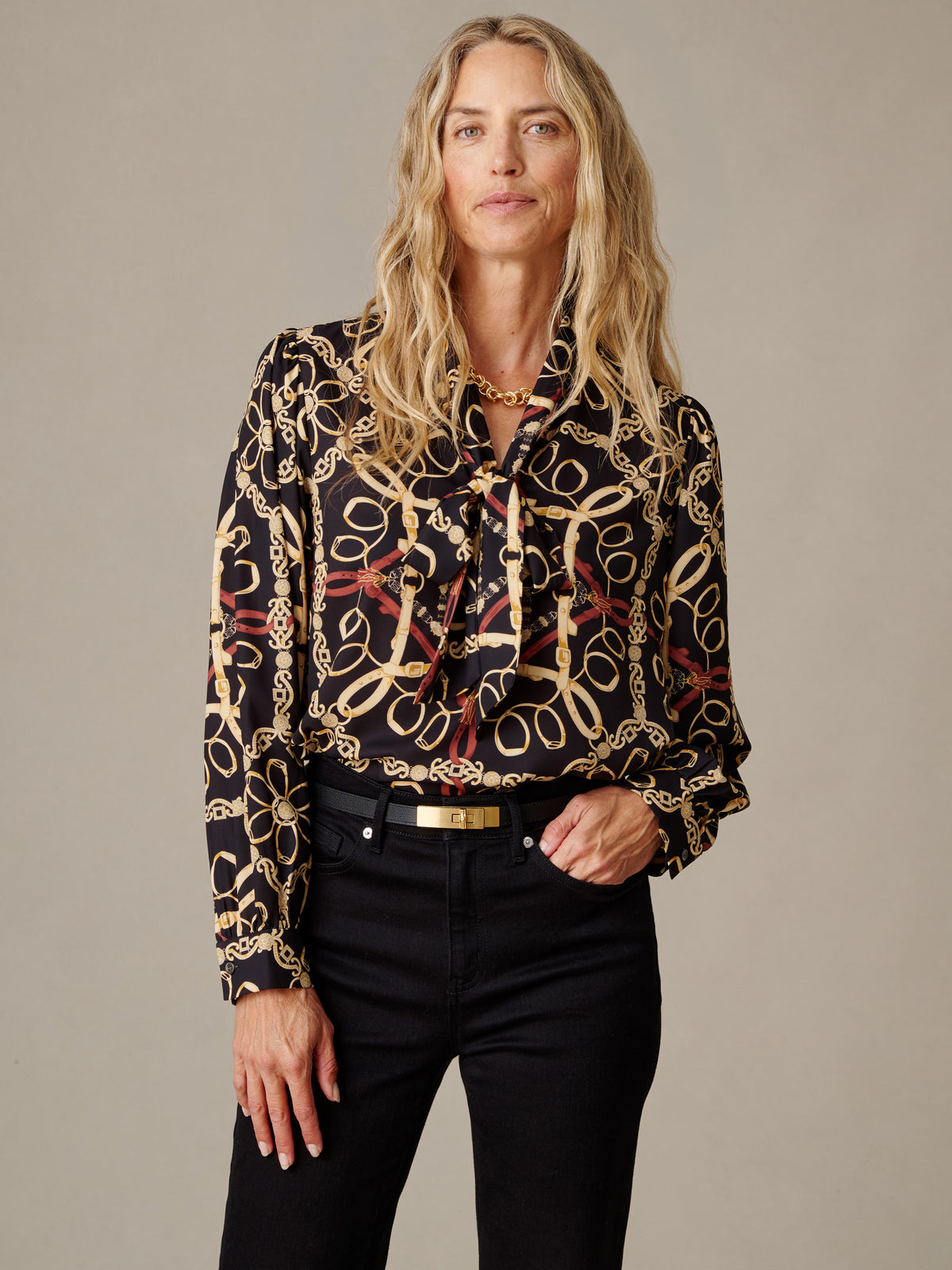 Maeve Silk Blend Blouse in Mini Heraldic Tassel