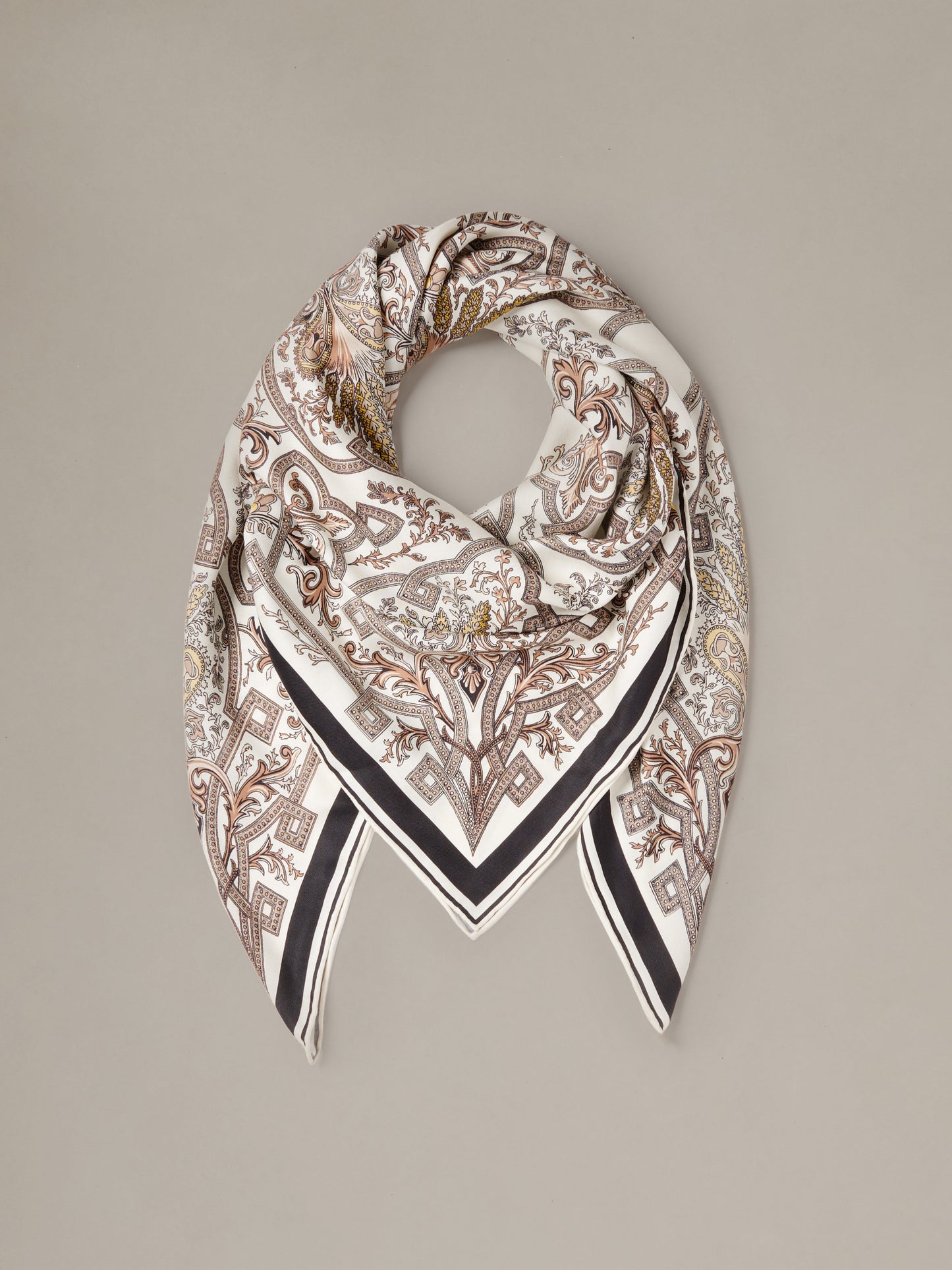 The Magic Silk Twill Scarf in Baroque Medallion Border
