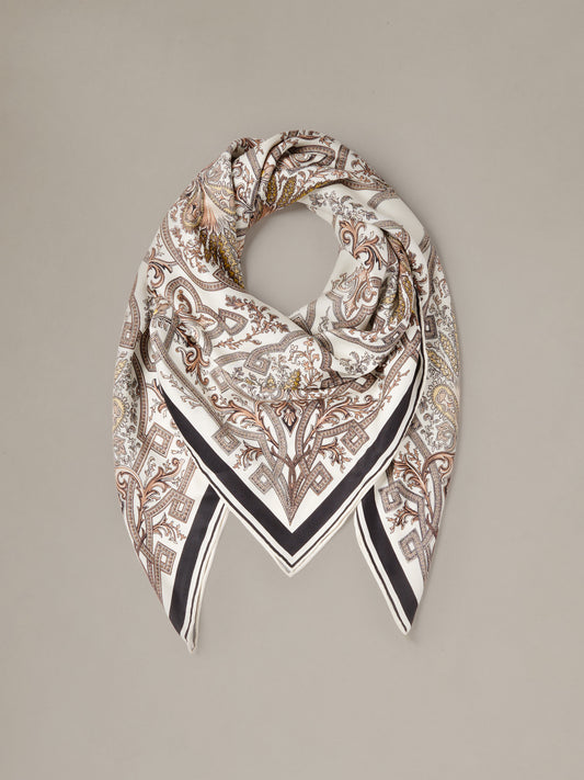 The Magic Silk Twill Scarf in Baroque Medallion Border