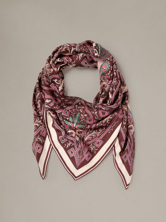 The Magic Silk Twill Scarf in Baroque Medallion Border