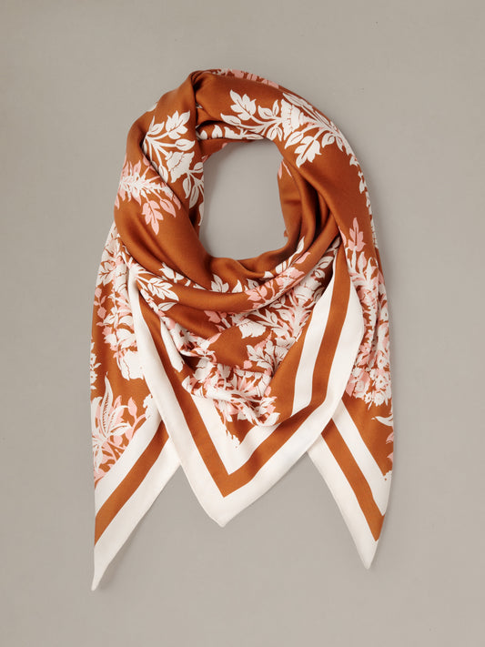 The Magic Silk Twill Scarf in Manor Motif Border