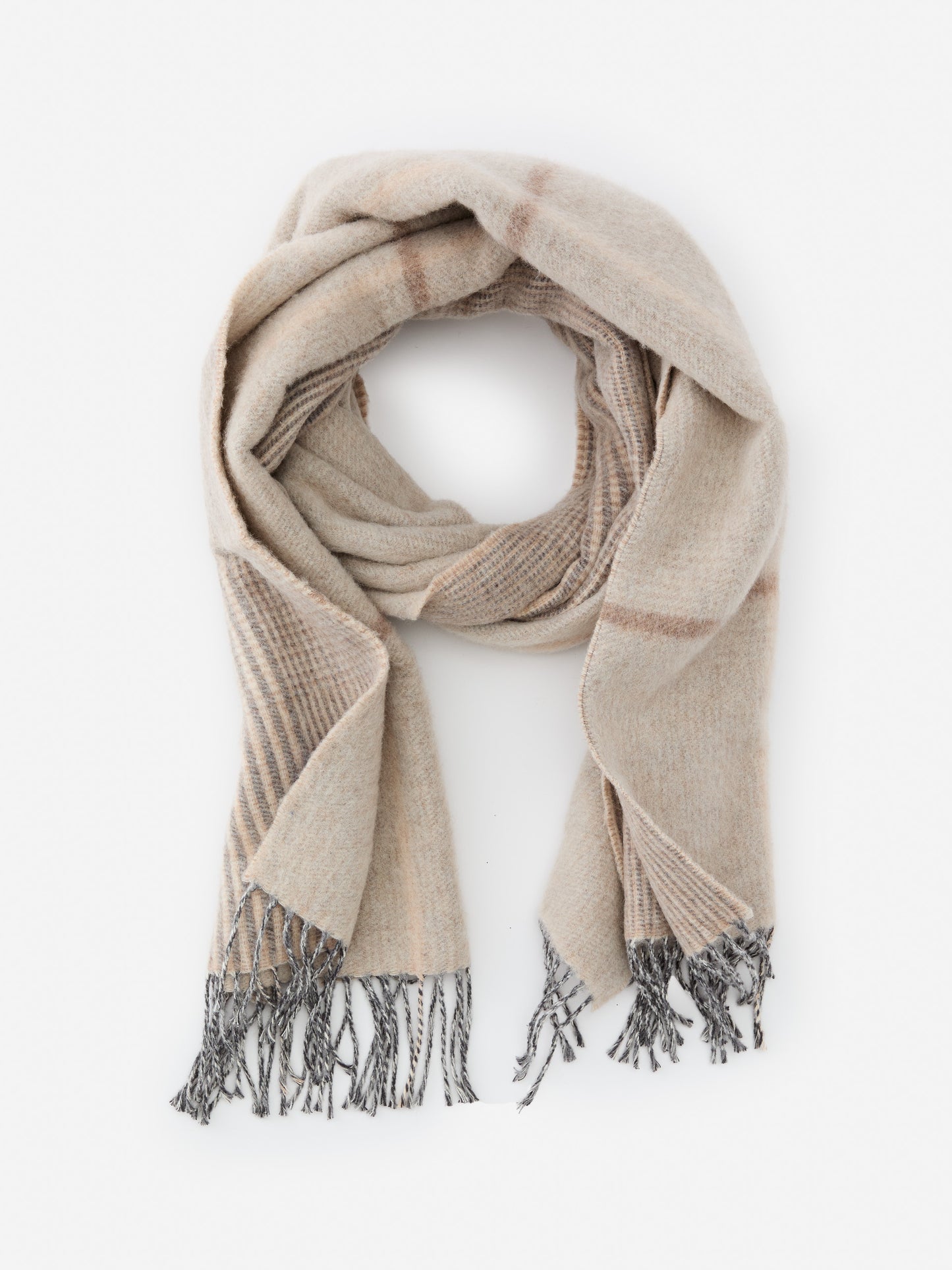 J.McLaughlin Marica scarf in light brown made with wool.