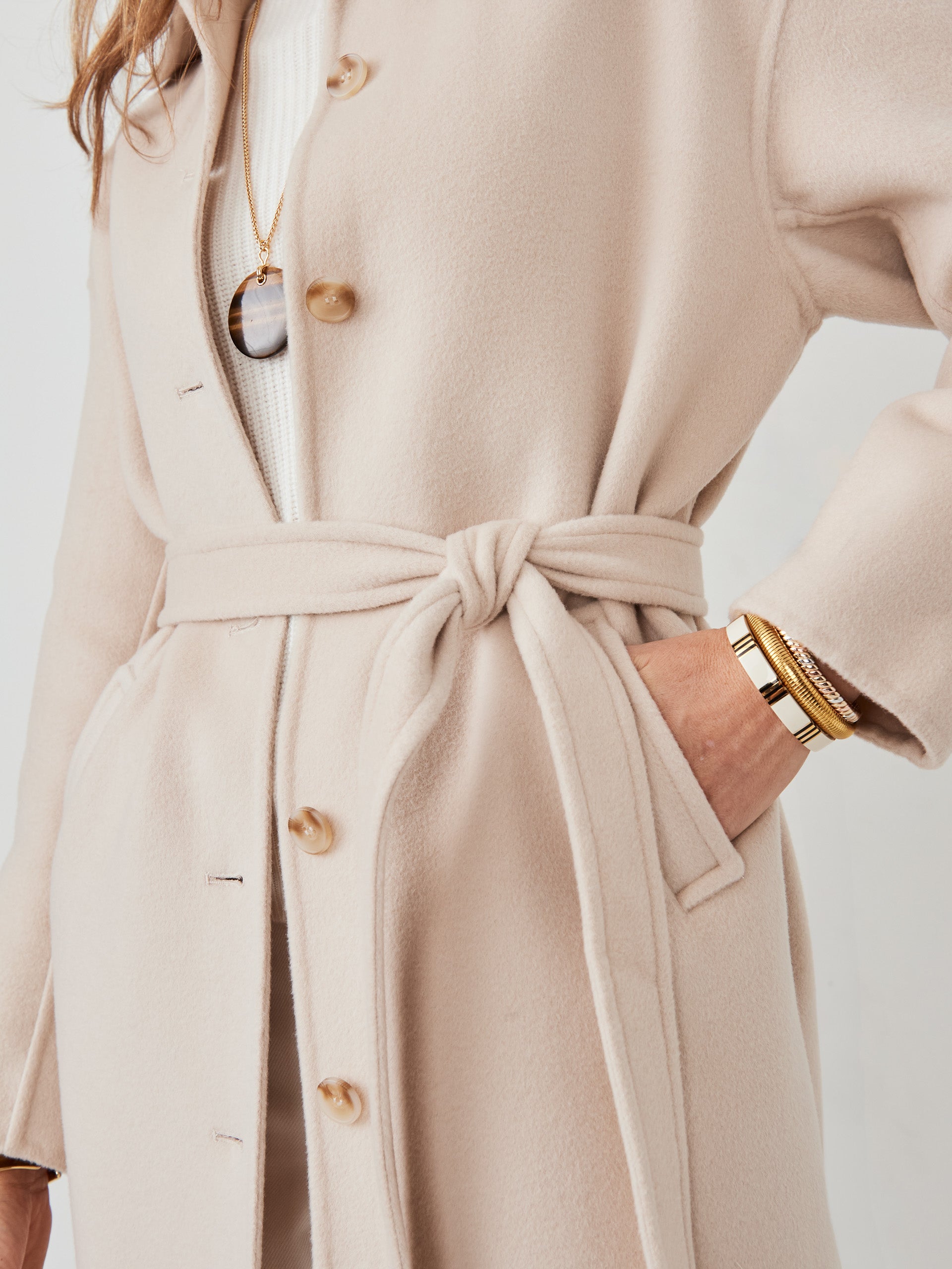 J.McLaughlin Maren coat in light oatmeal made with wool/cashmere.