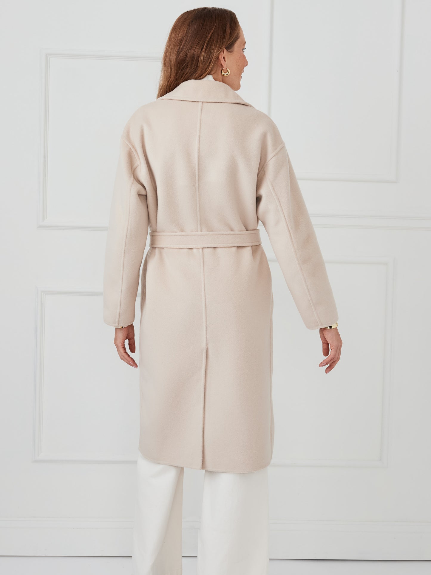 J.McLaughlin Maren coat in light oatmeal made with wool/cashmere.