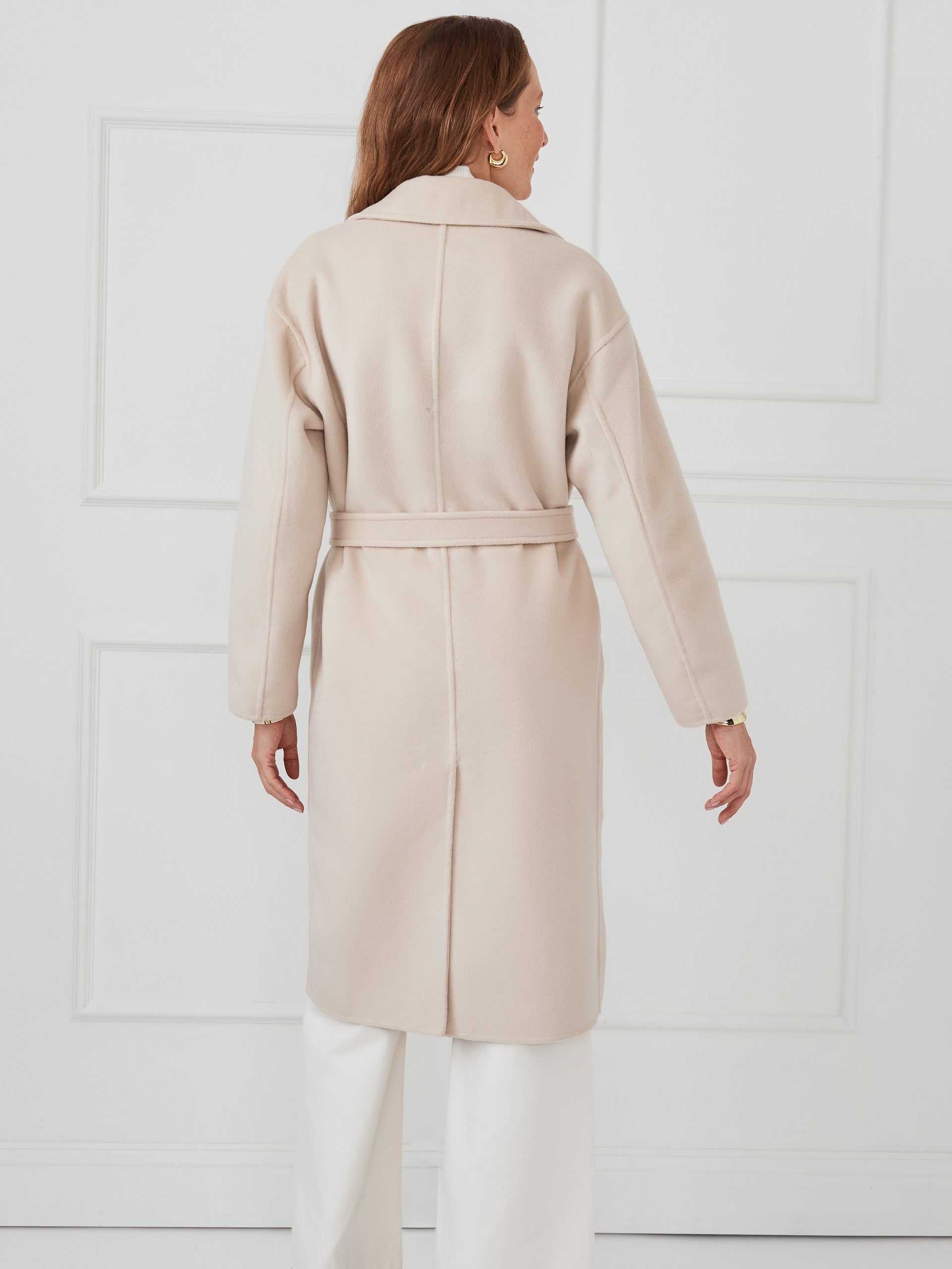 J.McLaughlin Maren coat in light oatmeal made with wool/cashmere.