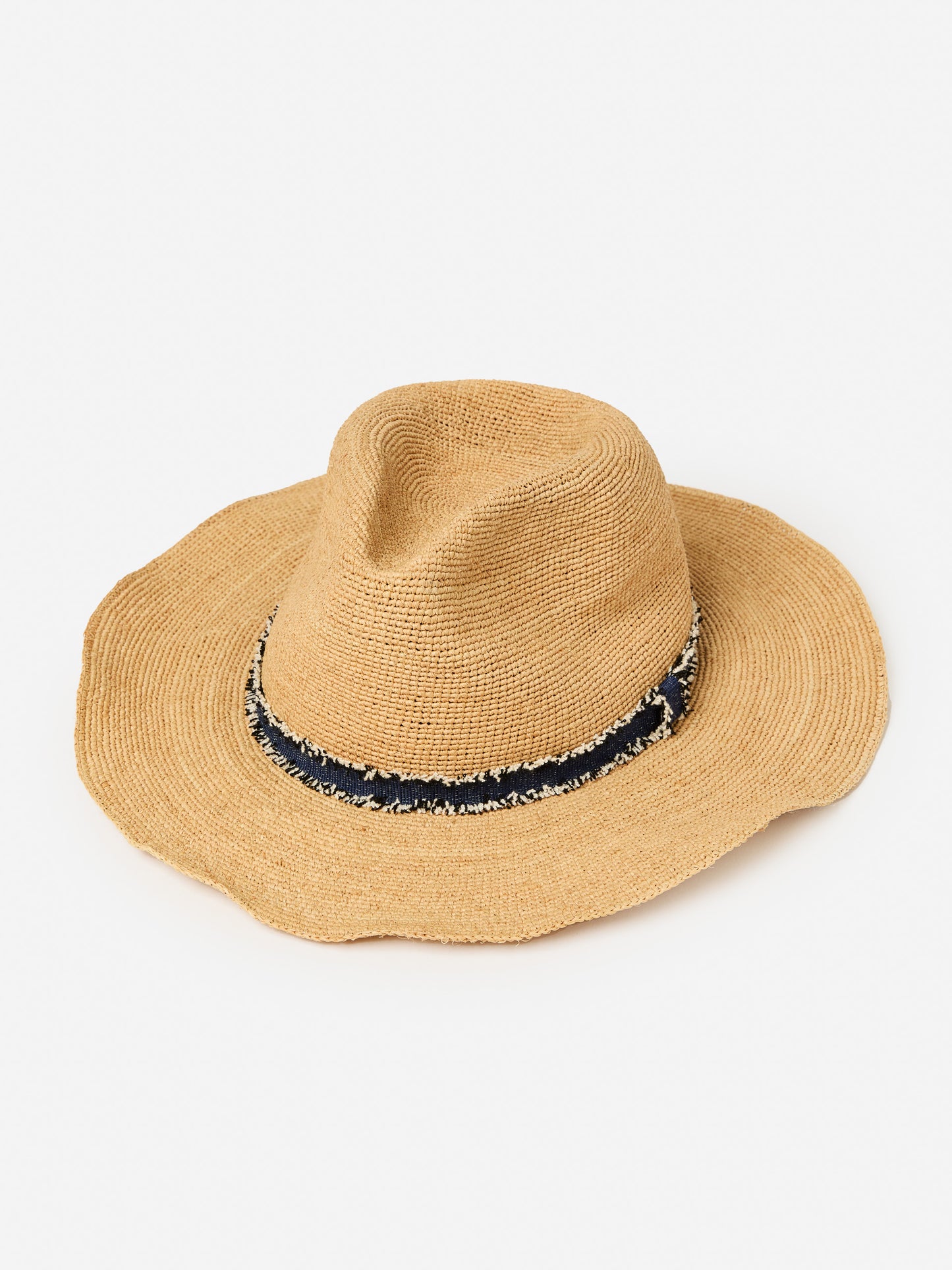 J.McLaughlin Maribel hat in natural/navy made with raffia.