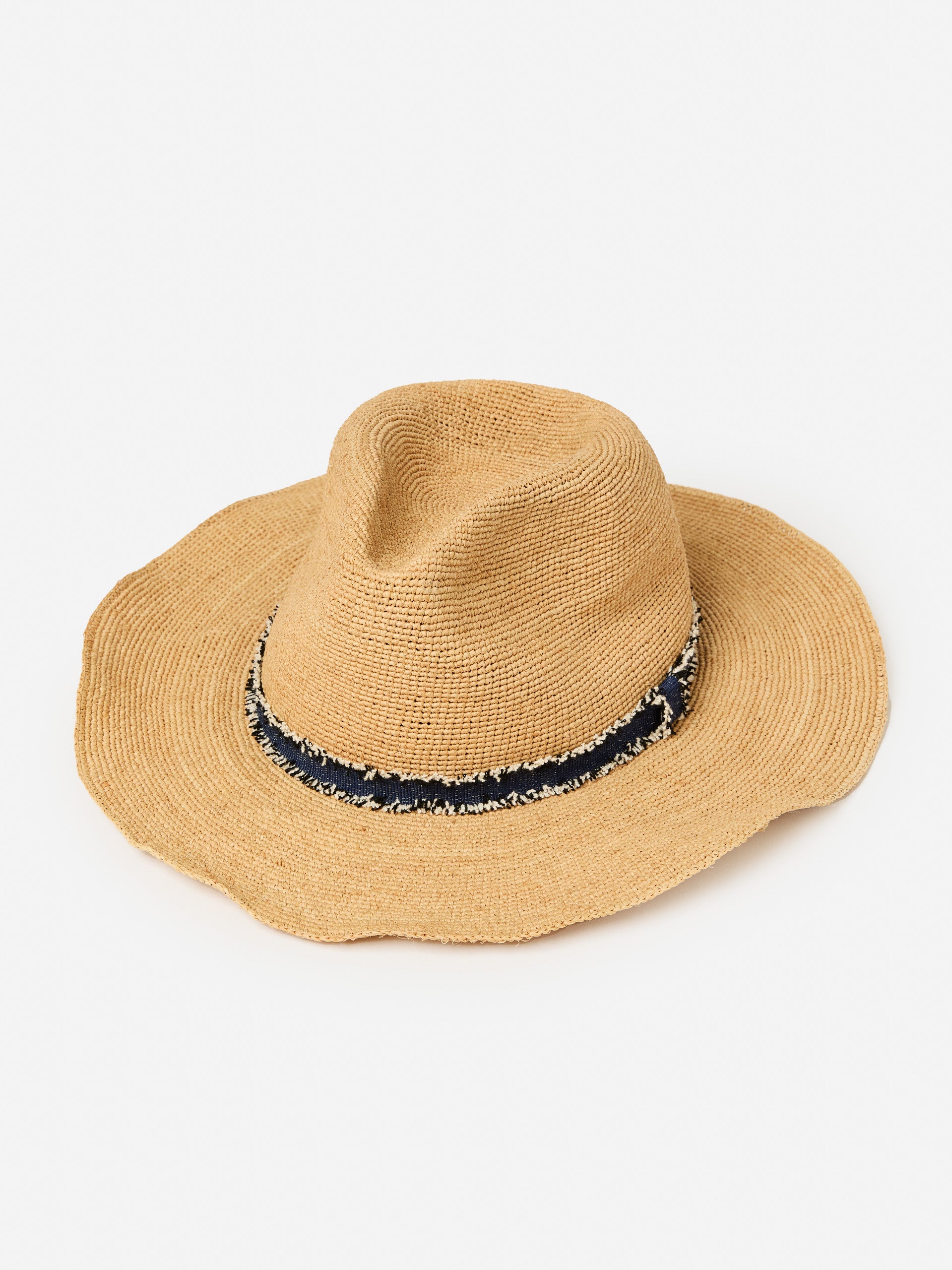 J.McLaughlin Maribel hat in natural/navy made with raffia.