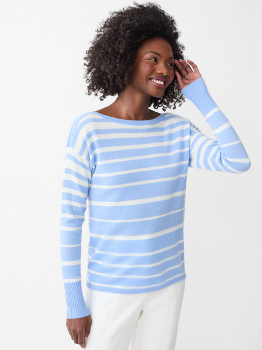 J.McLaughlin Marin sweater in pale blue/ivory made with cashmere.
