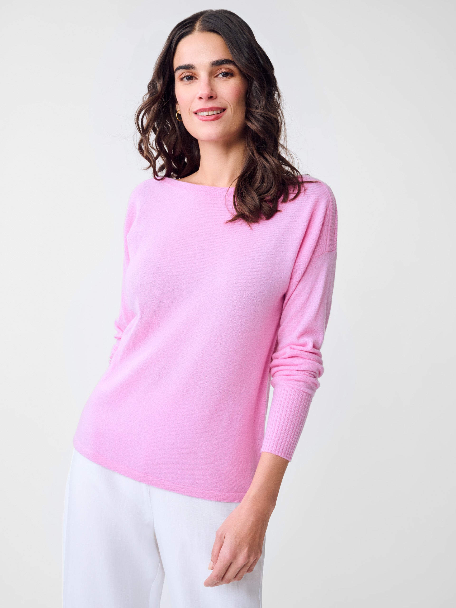 J.McLaughlin Marin sweater in Carnation made with Cashmere. 