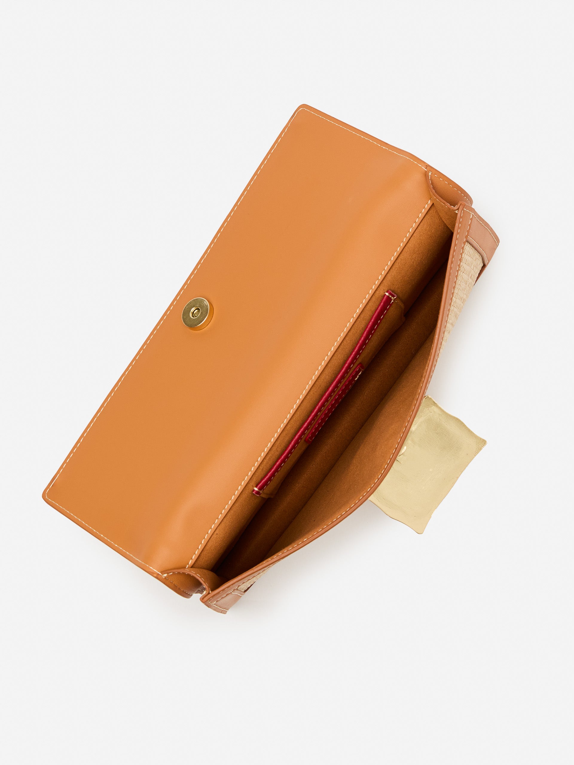 J.McLaughlin Marley clutch in natural made with grasscloth/leather.