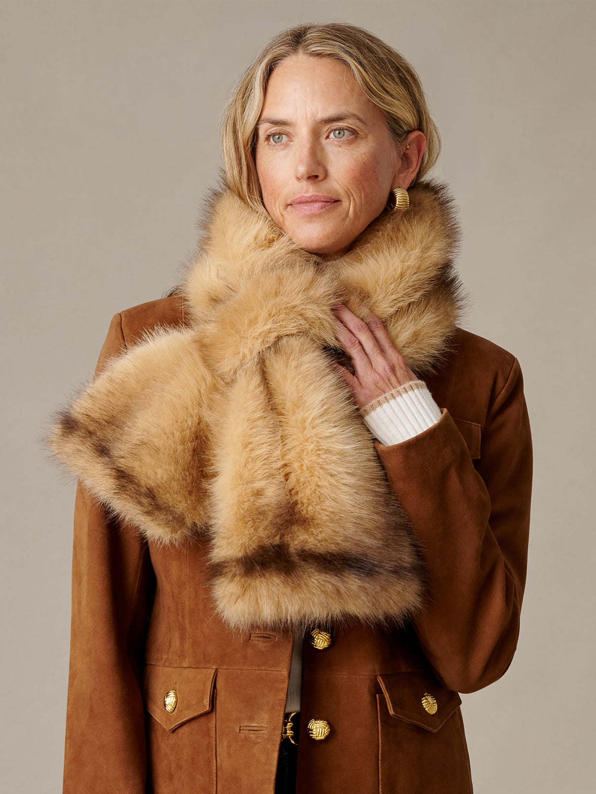 Sienna Faux Fur Neckwarmer in Neo Sinclair Heraldic