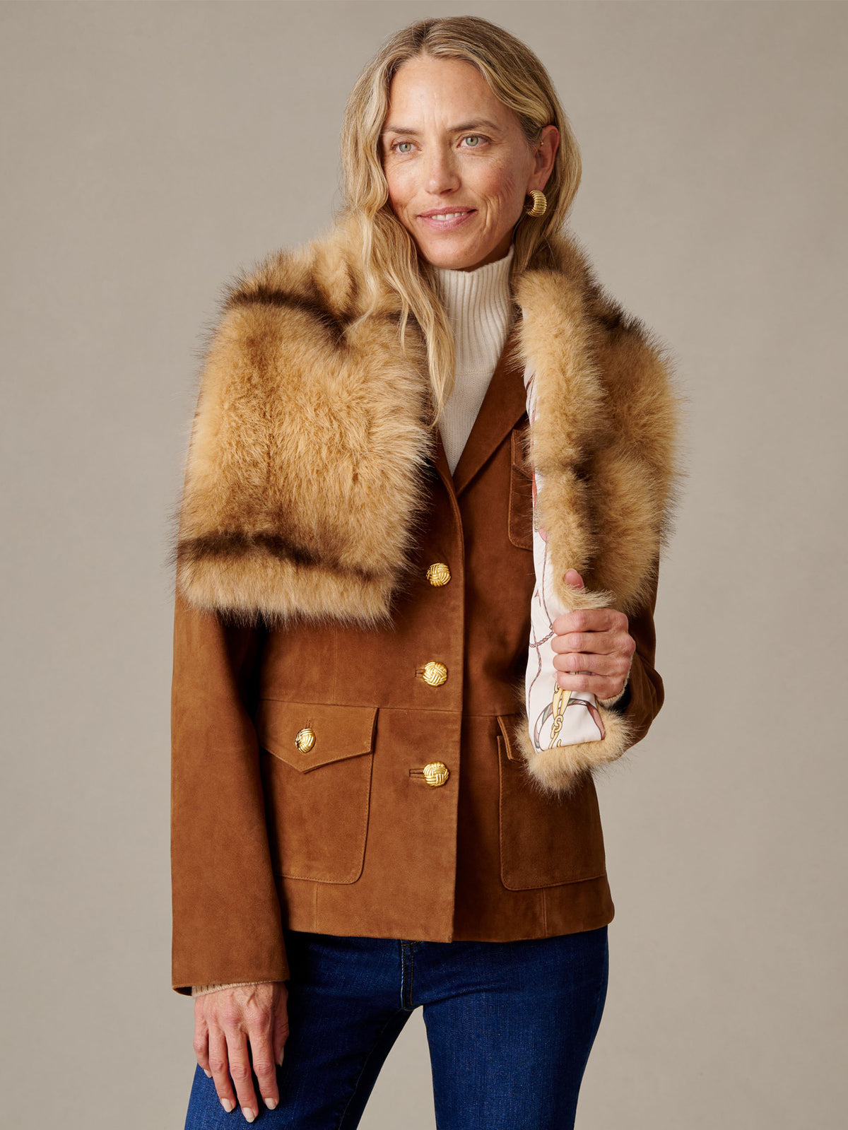 Sienna Faux Fur Neckwarmer in Neo Sinclair Heraldic