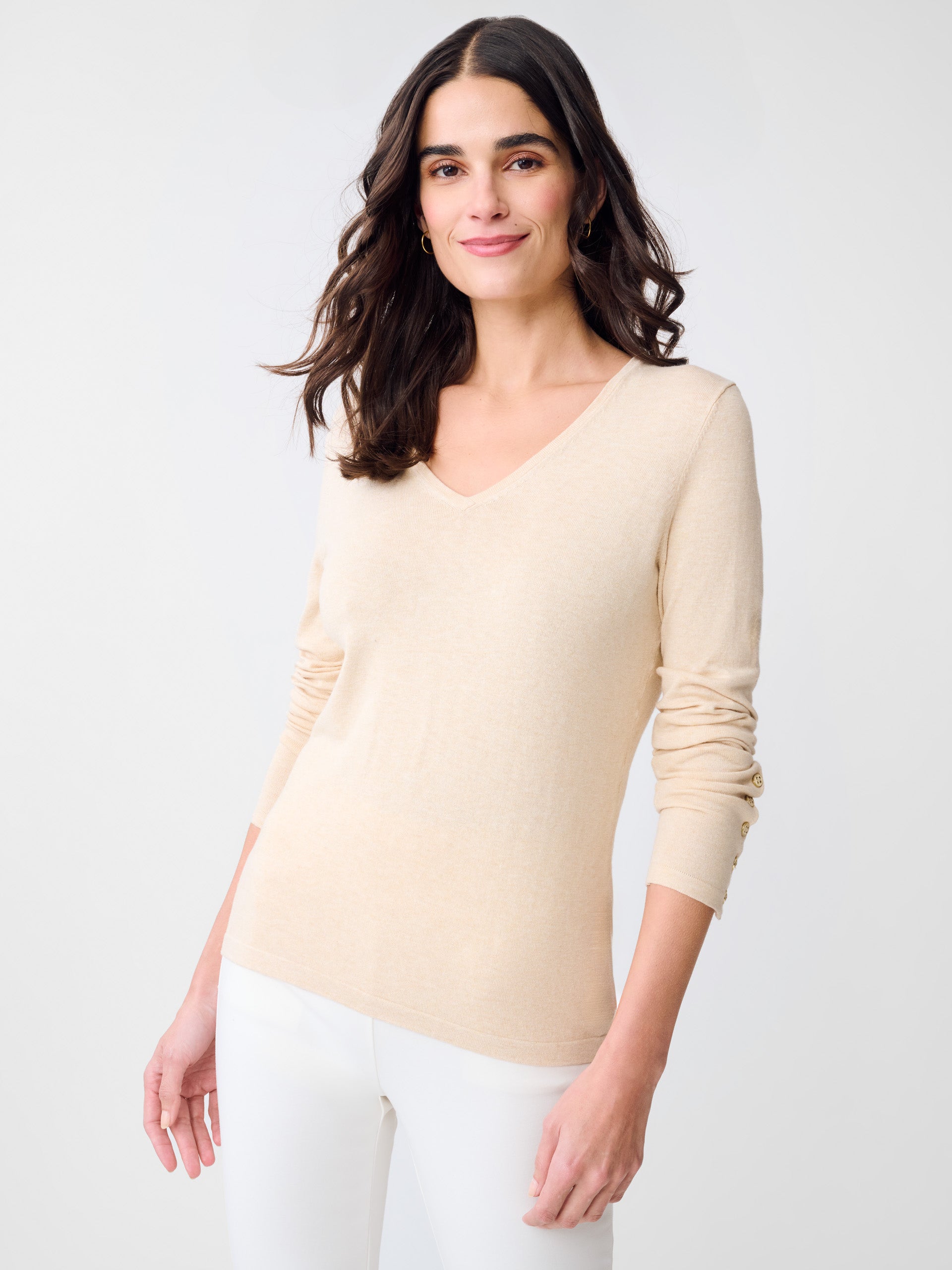 J.McLaughlin Marnie sweater in Heather Oatmeal made with Cotton. 