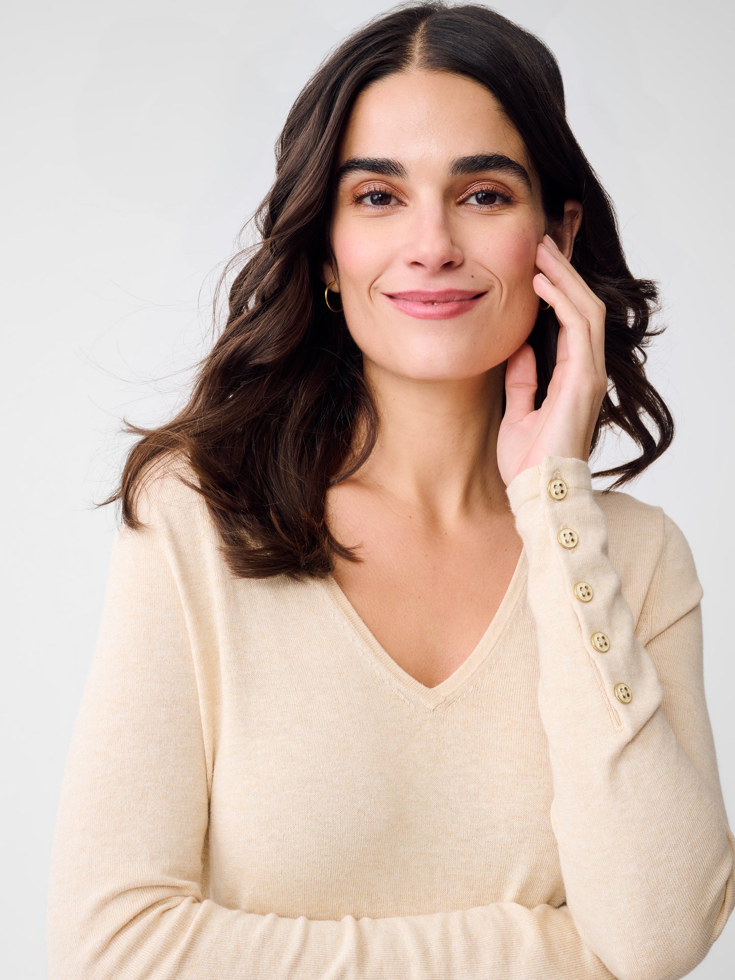 J.McLaughlin Marnie sweater in Heather Oatmeal made with Cotton. 