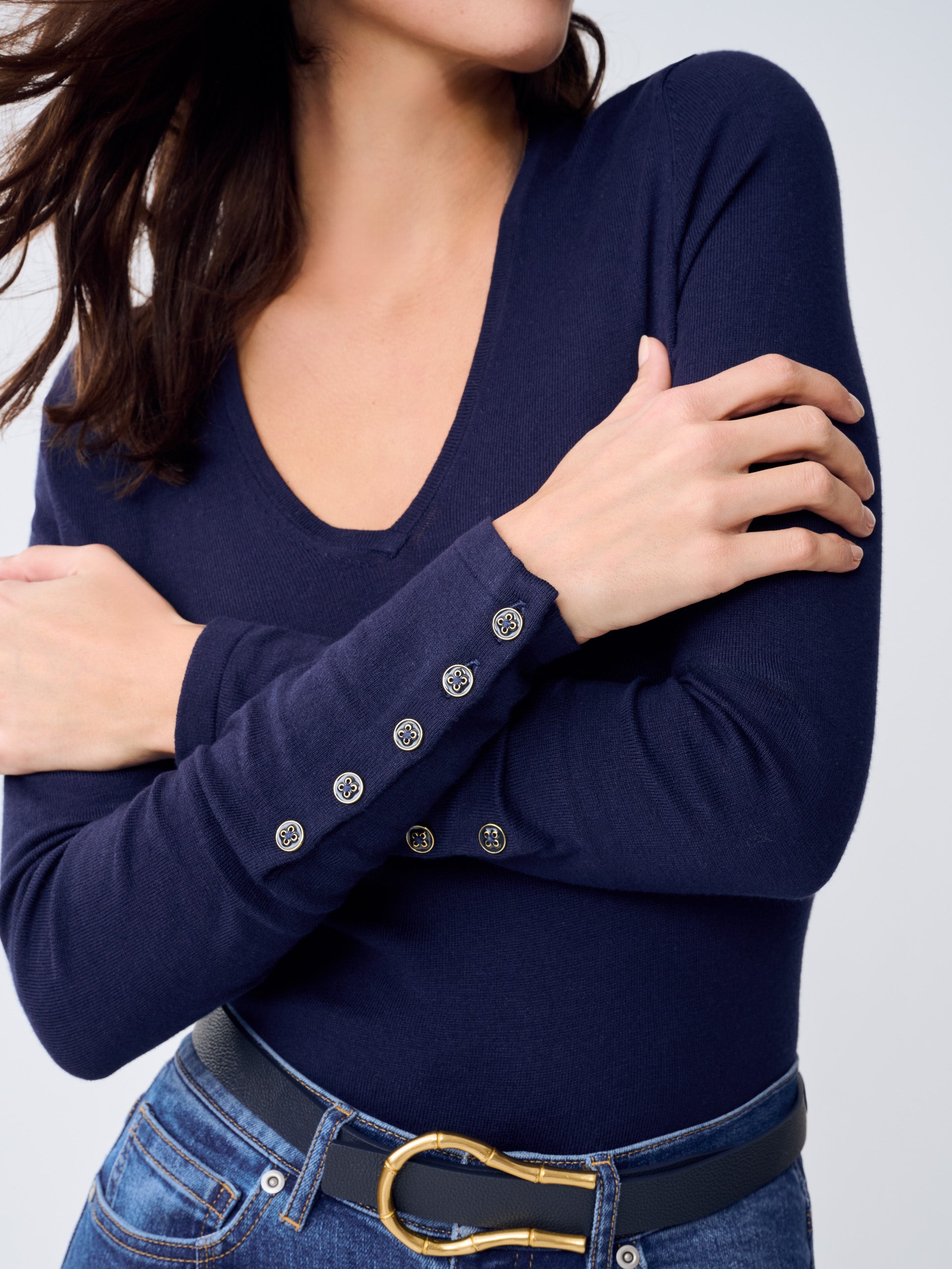 J.McLaughlin Marnie sweater in Navy made with Cotton. 