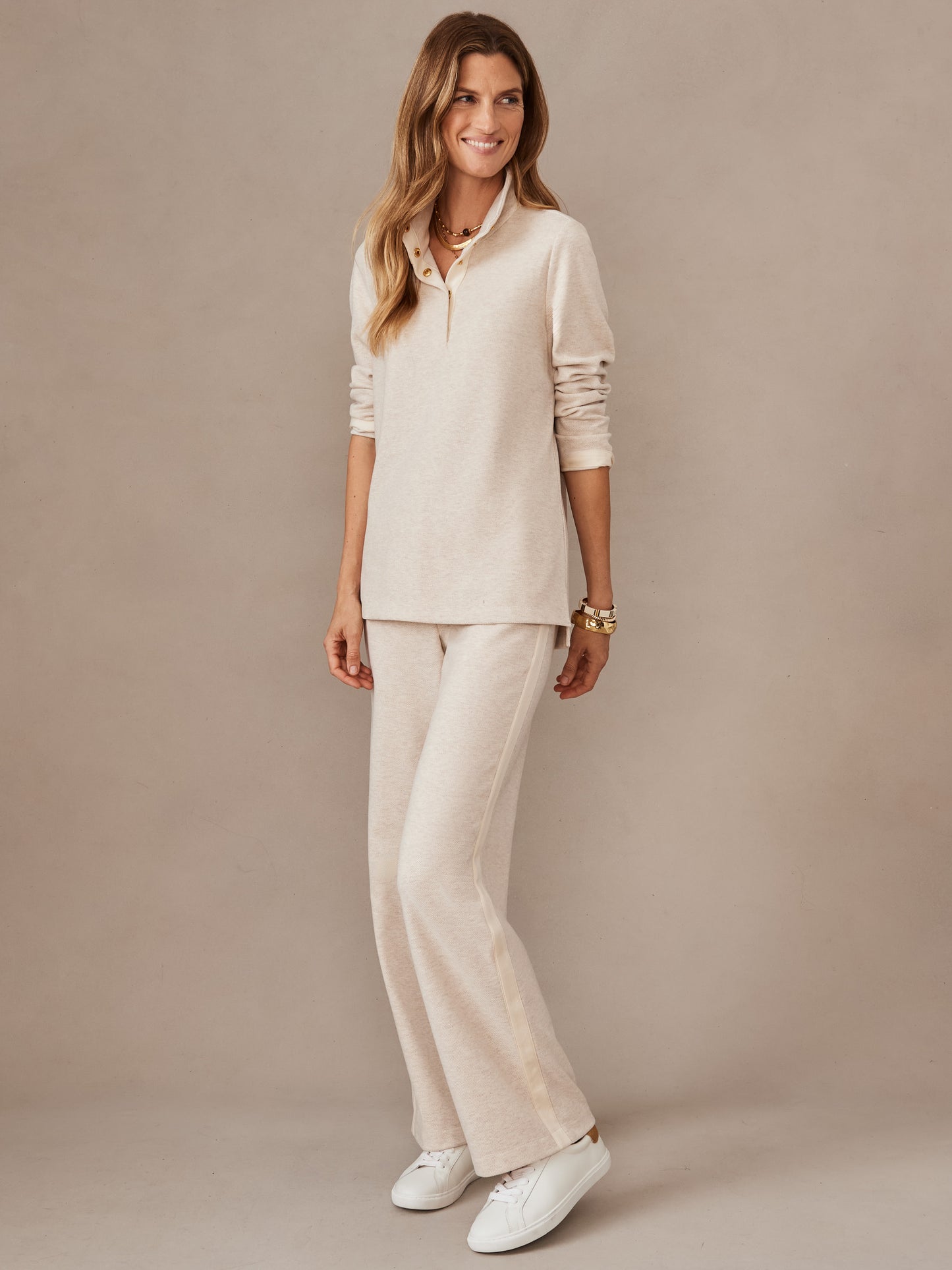 J.McLaughlin Meadow top in oatmeal made with brushed knit.