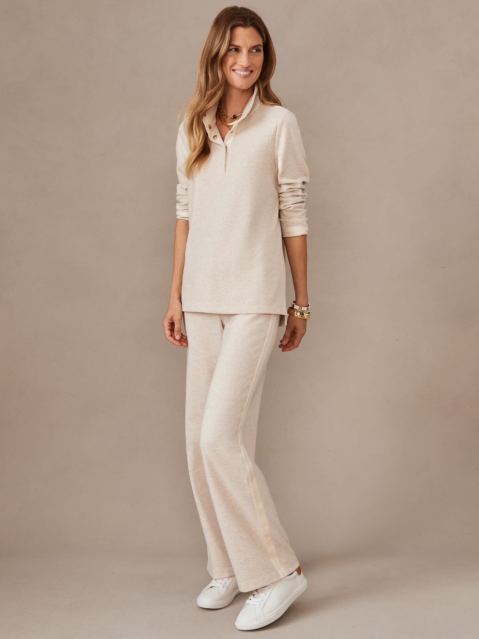 J.McLaughlin Meadow top in oatmeal made with brushed knit.