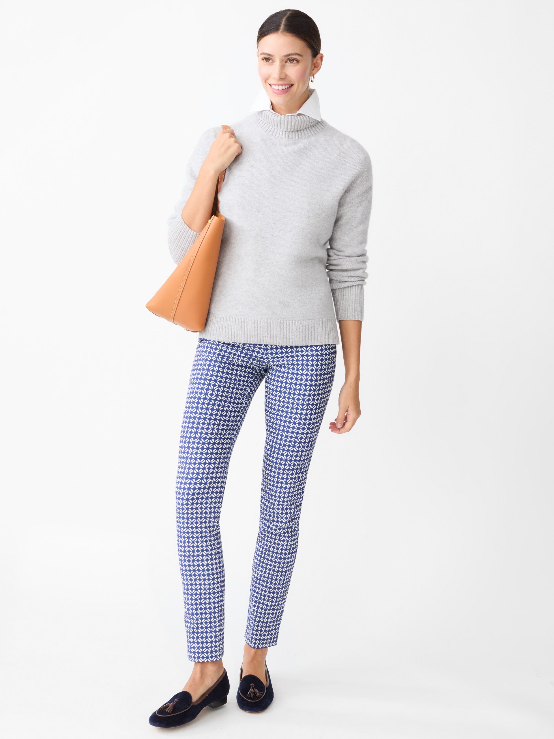 J.McLaughlin Masie pants in deep blue/off white made with Amelia Cloth. 
