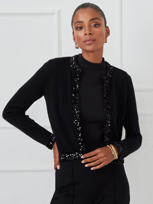 J.McLaughlin Maureen sweater in black made with cashmere.