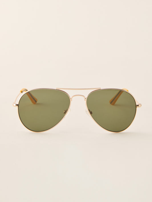 J.McLaughlin Maverick sunglasses 
 in Dark Green/Gold made with metal.
