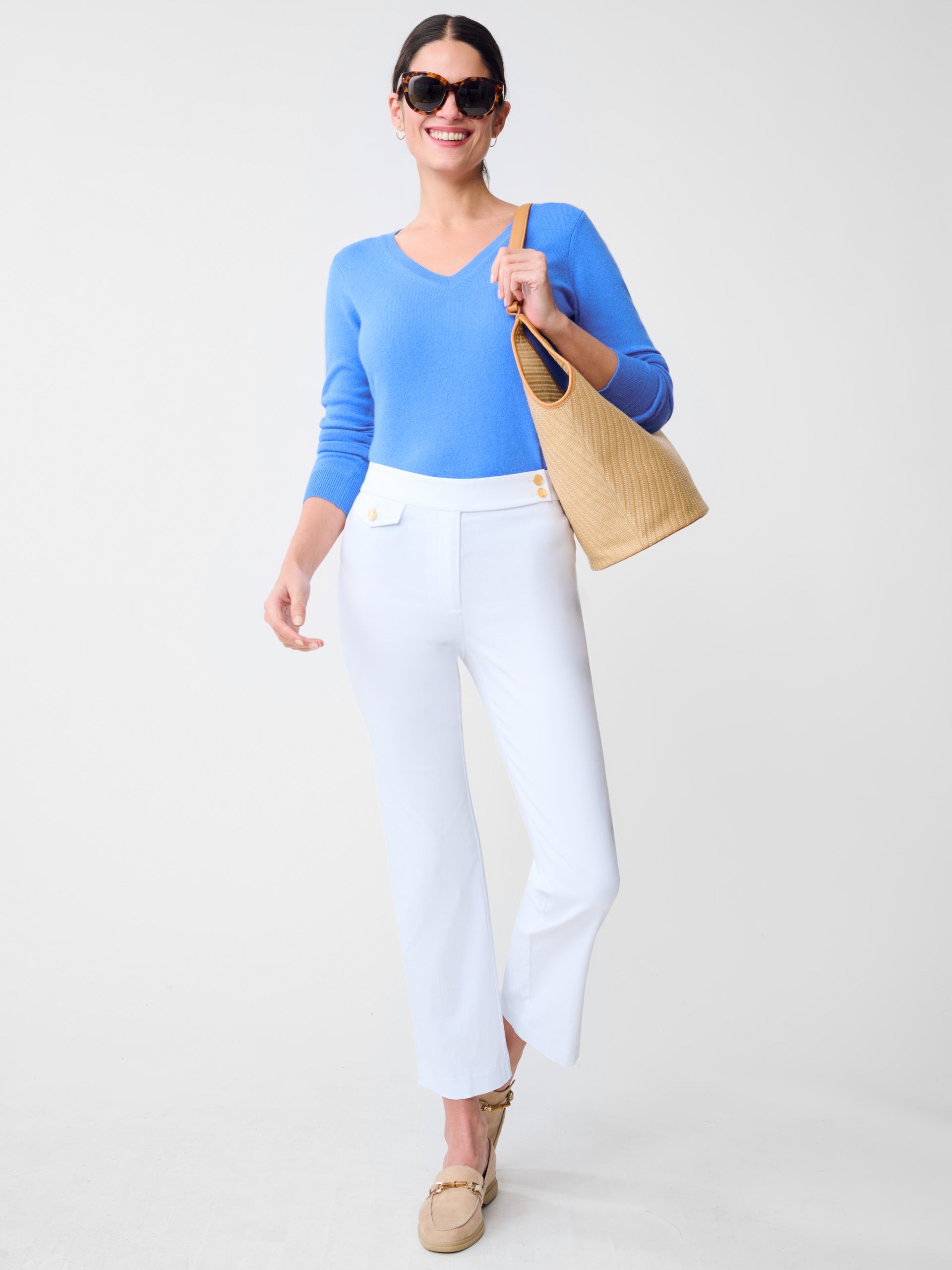 J.McLaughlin Maye sweater in JMC Blue made with Cashmere. 