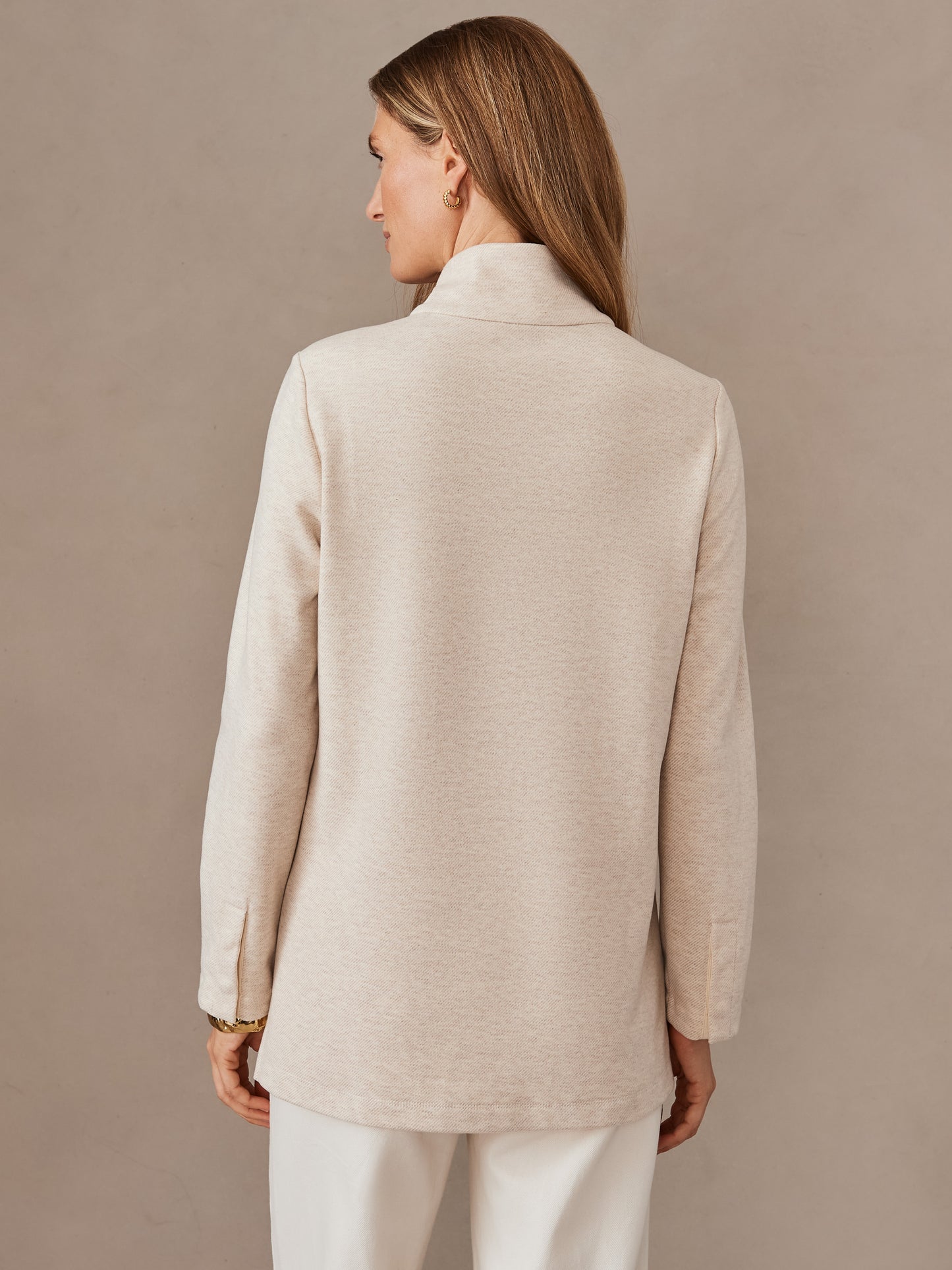 J.McLaughlin Meadow top in oatmeal made with brushed knit.