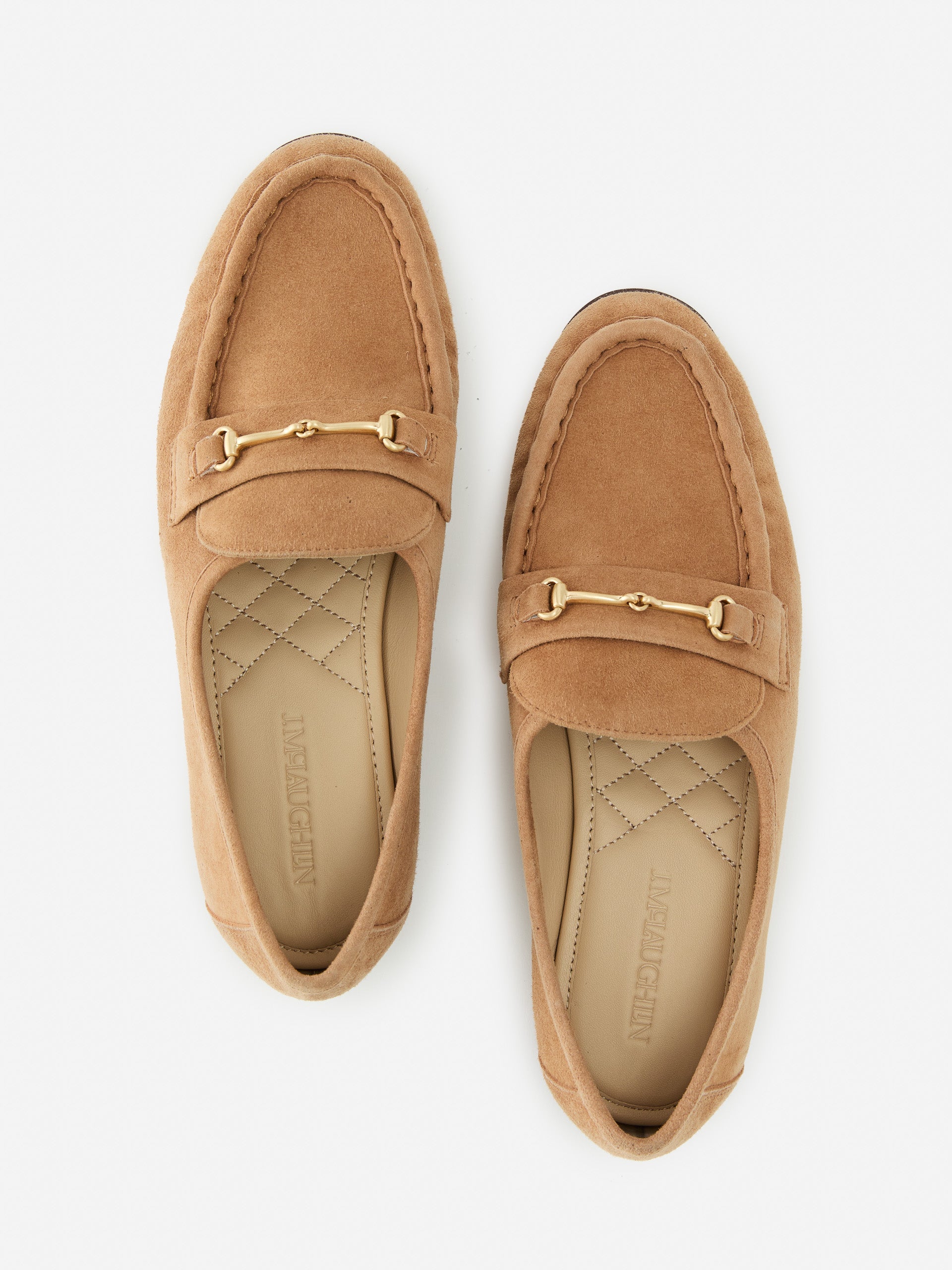 J.McLaughlin Melanie loafers in cyprus tan made with suede. 