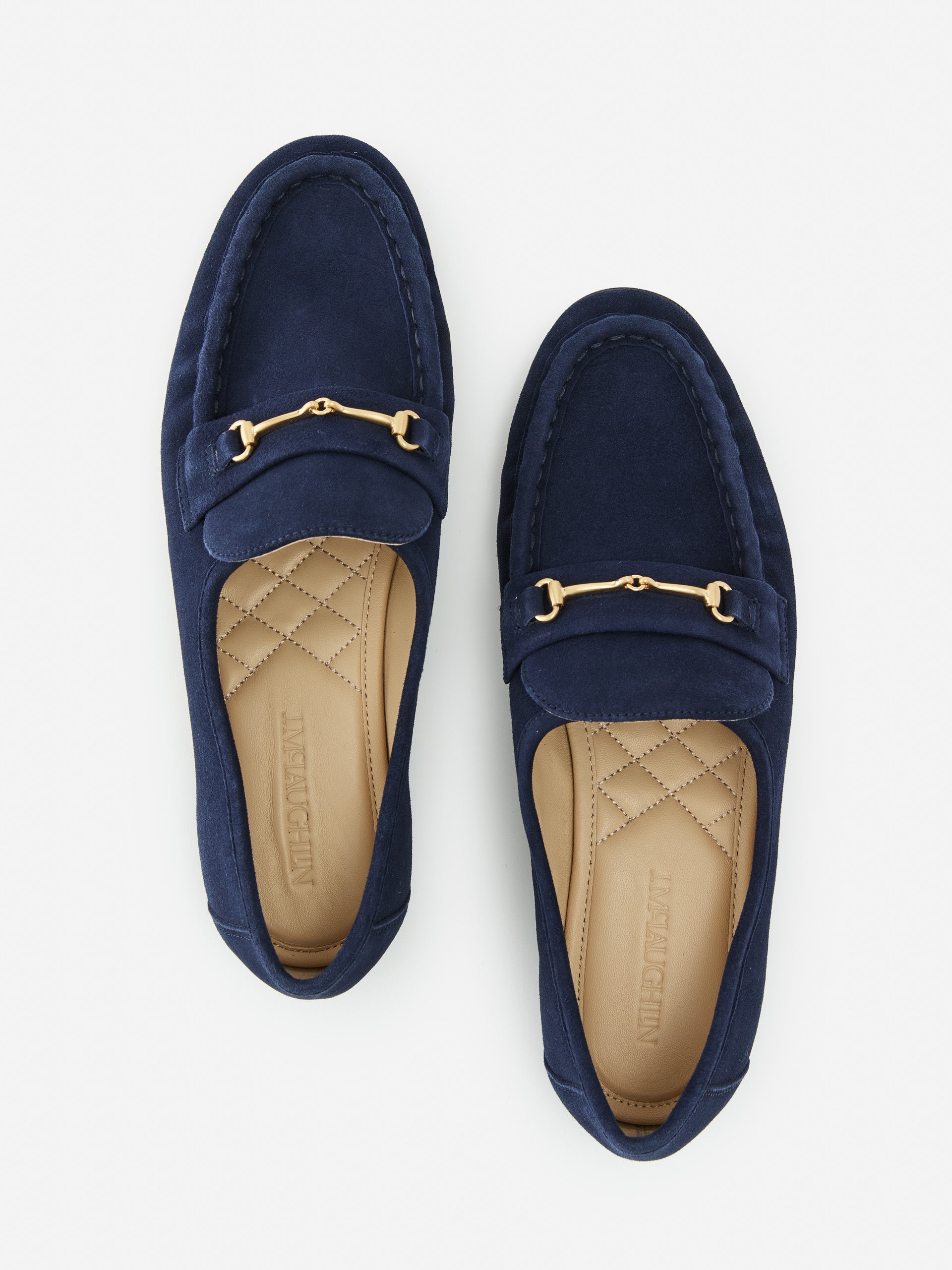 J.McLaughlin Melanie loafer in baltic navy made with suede. 