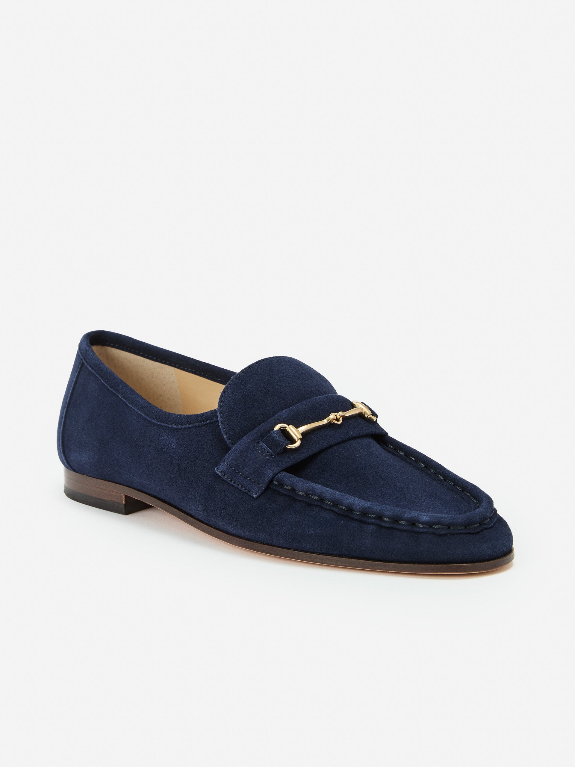 J.McLaughlin Melanie loafer in baltic navy made with suede. 
