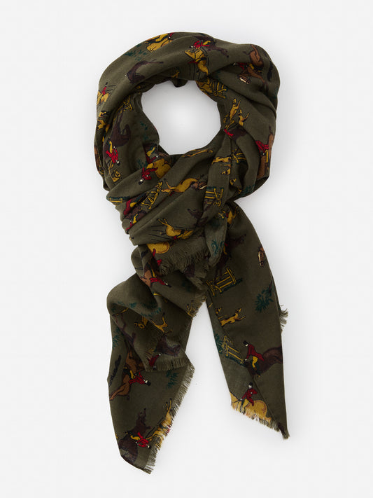 J.McLaughlin men's scarf in olive/brown made with wool.