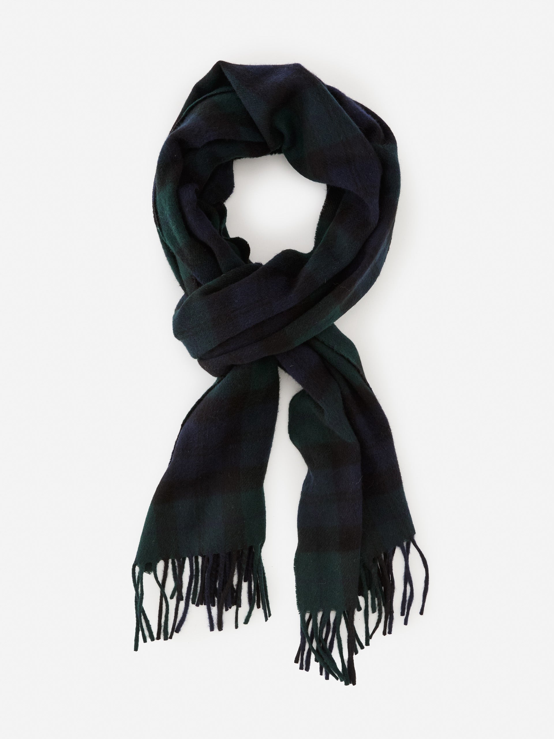 J.McLaughlin men's scarf in navy/green made with wool.
