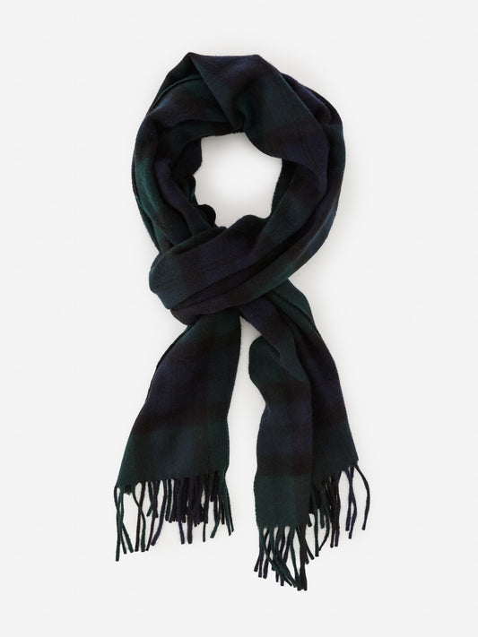 J.McLaughlin men's scarf in navy/green made with wool.