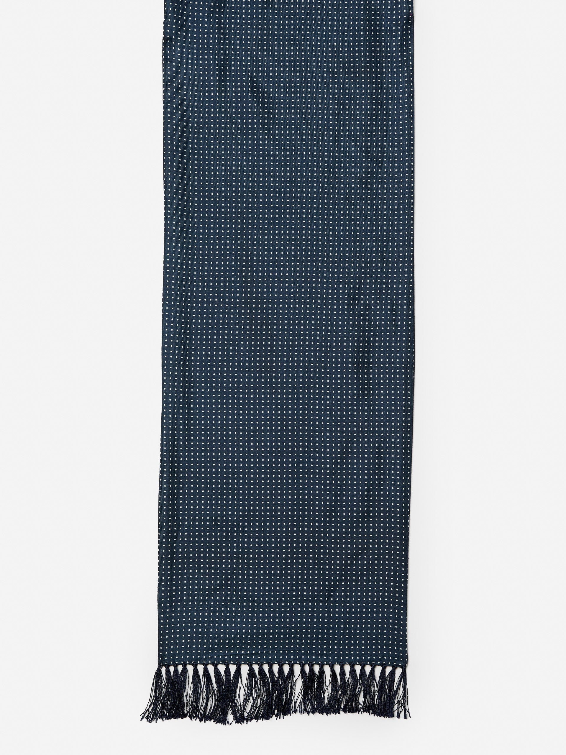 J.McLaughlin Men's scarf in navy/ivory made with silk and wool.