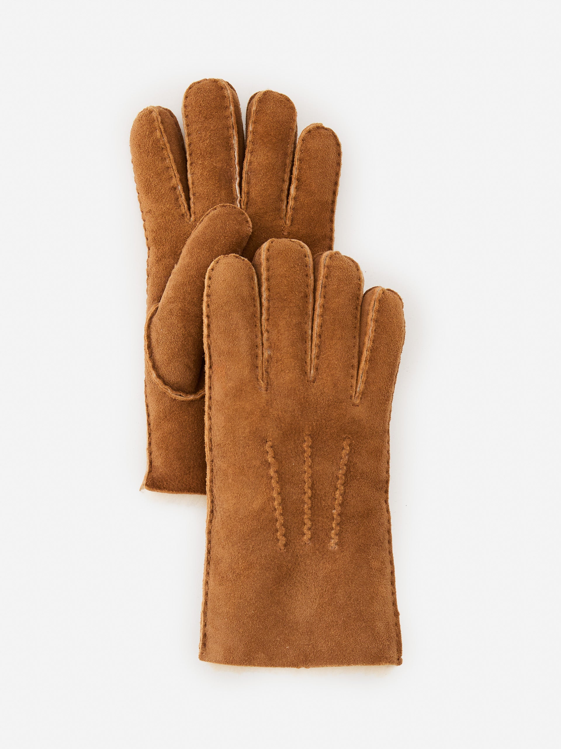 Men's gloves in brown made with sheep's suede and shearling.
