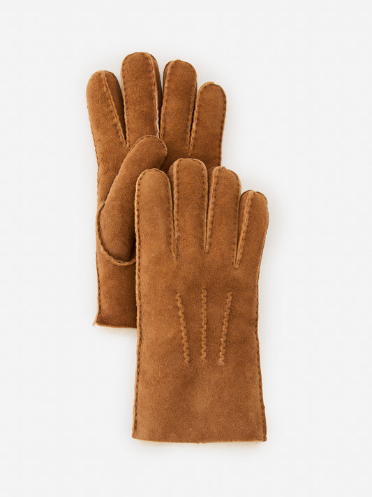 Men's gloves in brown made with sheep's suede and shearling.