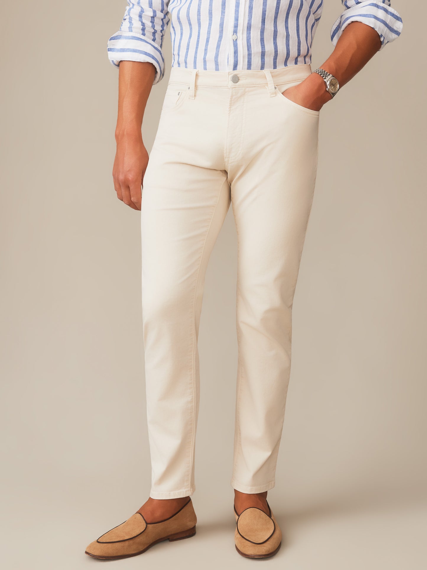 Mercer Pants by J.McLaughlin in a versatile chalk color, showcasing effortlessly stylish design and innovative fabrics for enduring appeal. A destination for defining style. Life, Well-Lived.