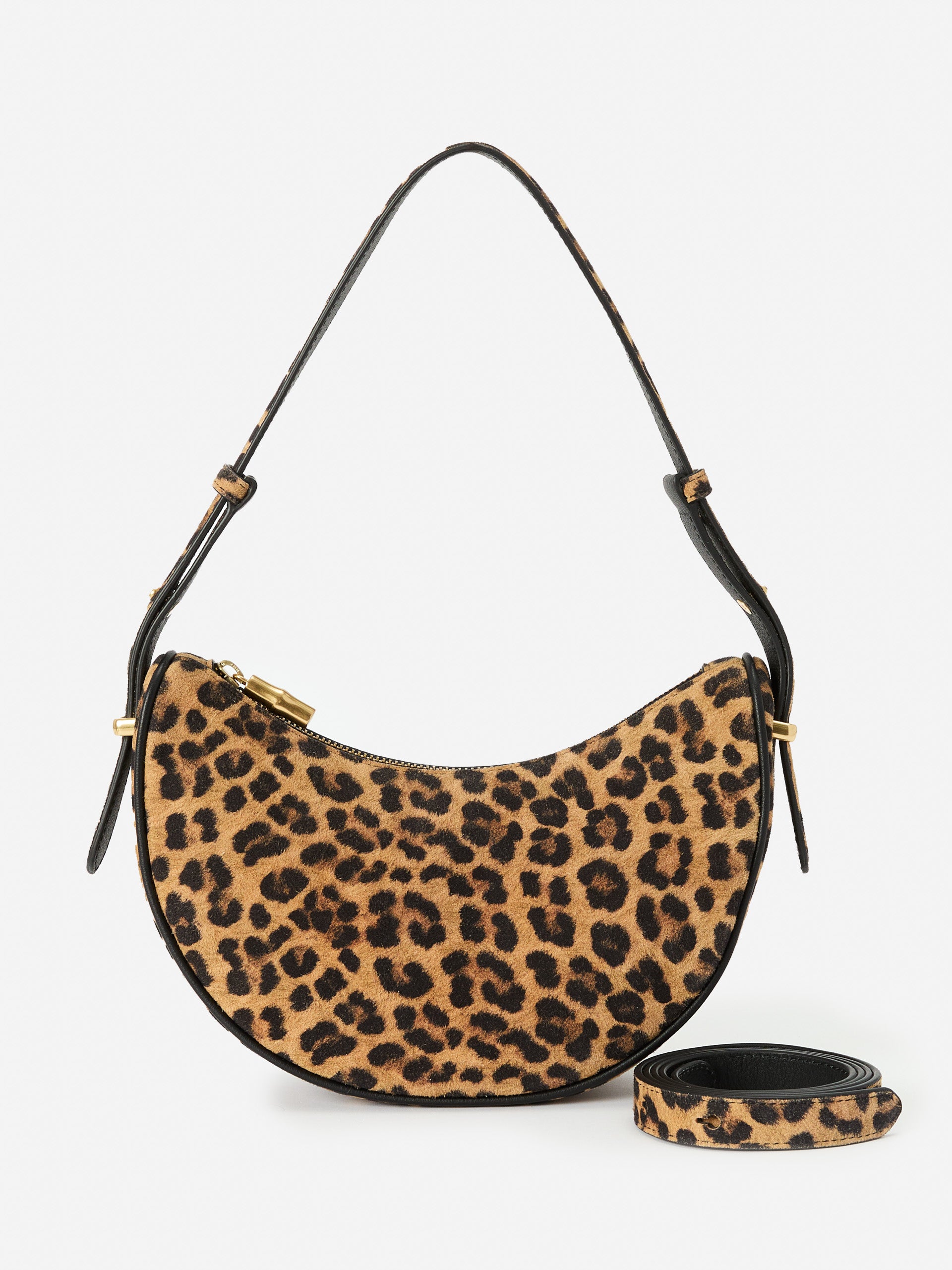 J.McLaughlin Mezzaluna handbag in brown/multi made with suede.