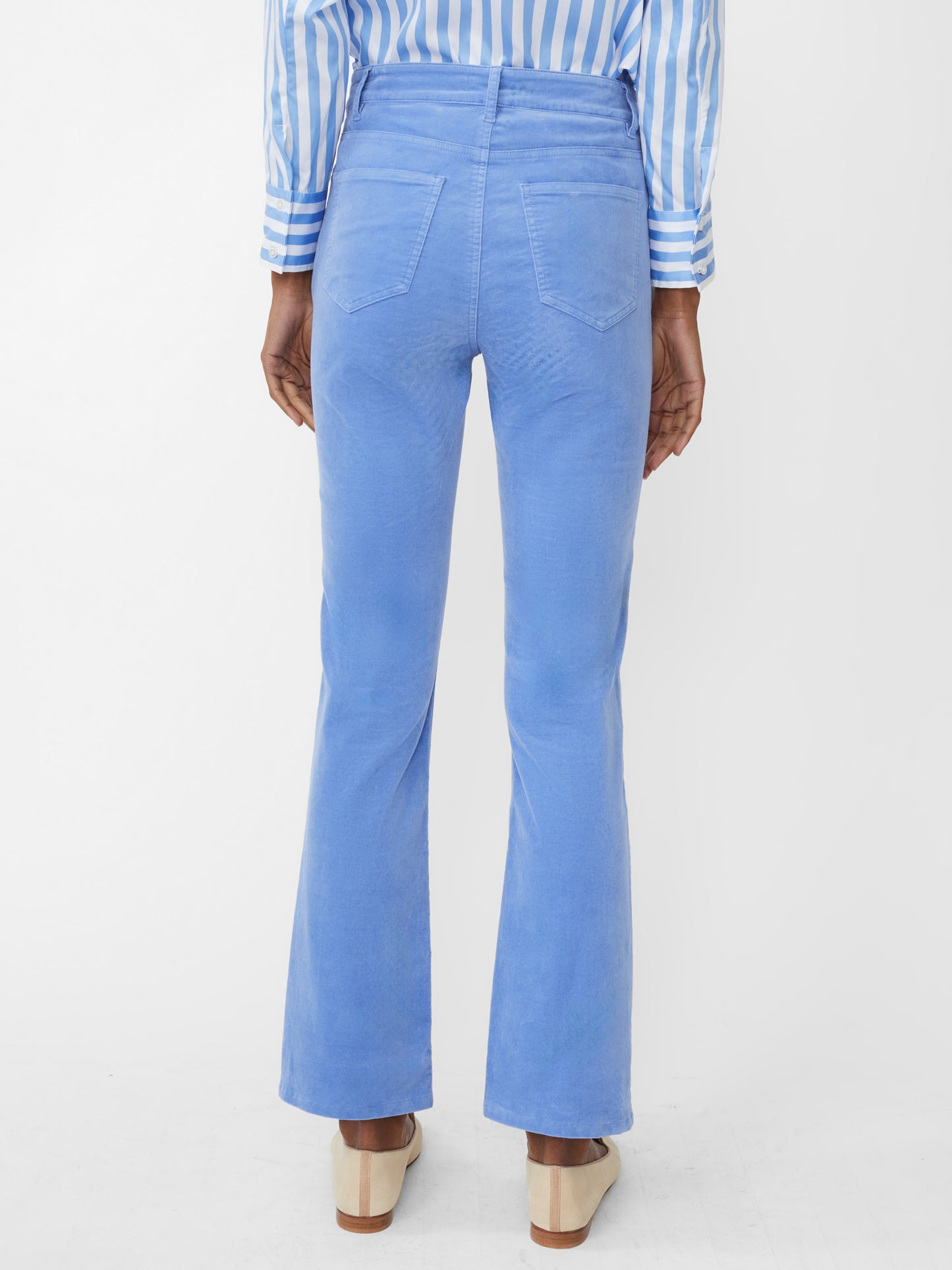 J.McLaughlin Milburn jeans in mid blue made with stretch velveteen.