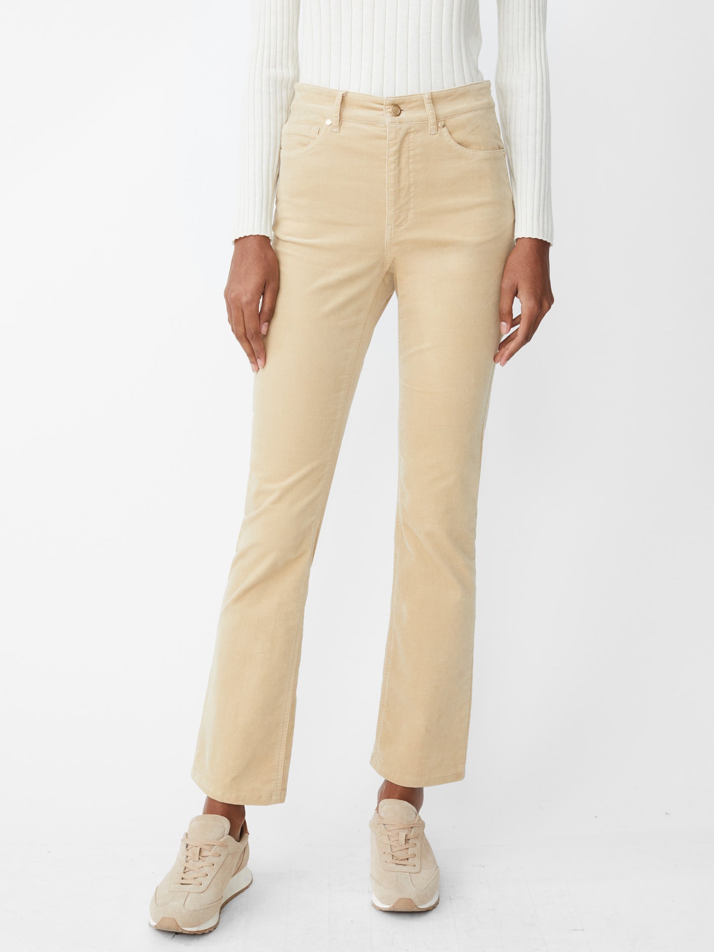 J.McLaughlin Milburn jeans in tan made with stretch velveteen.