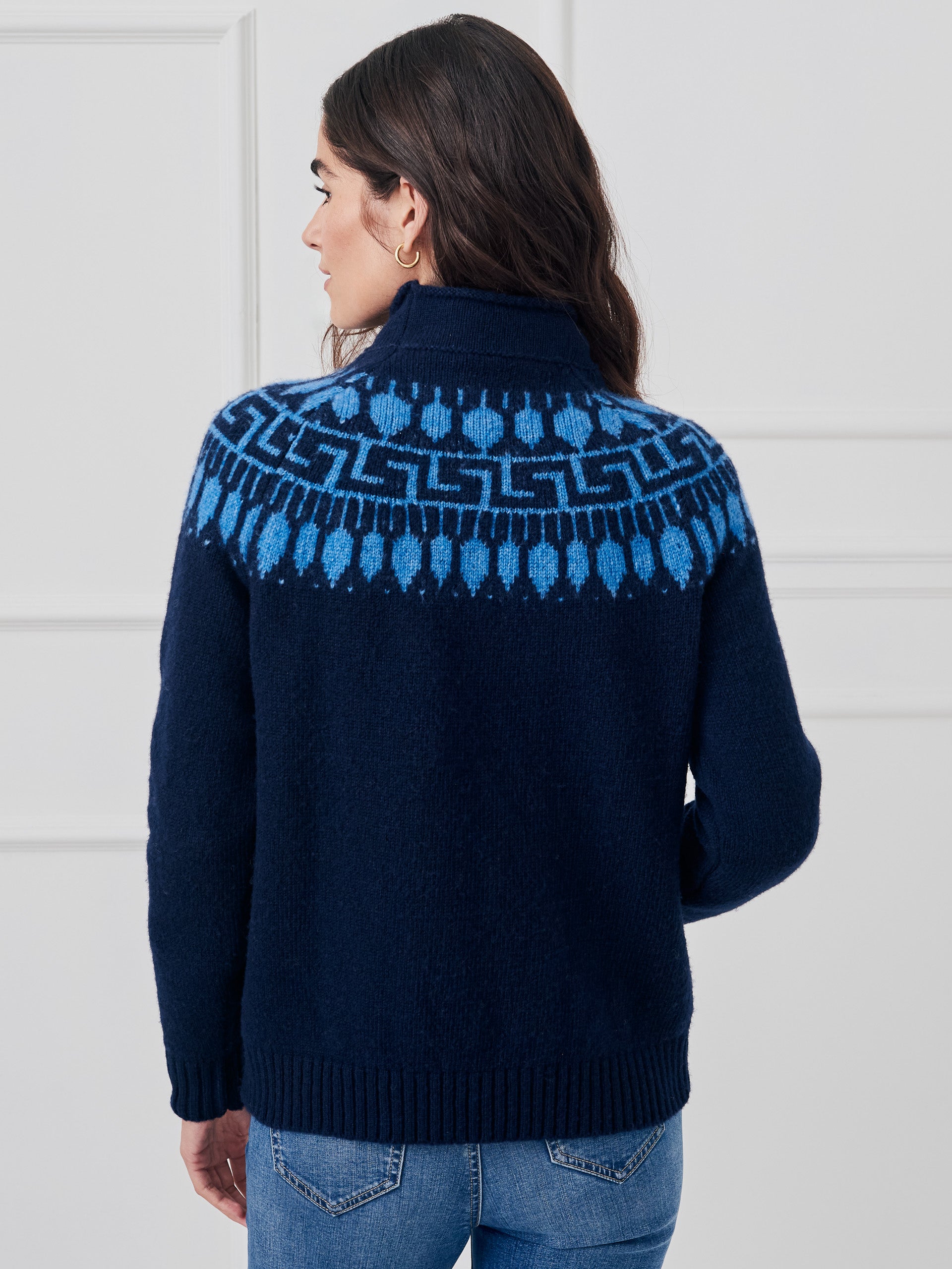 J.McLaughlin Jeanette sweater in navy/blue made with wool/cotton. 