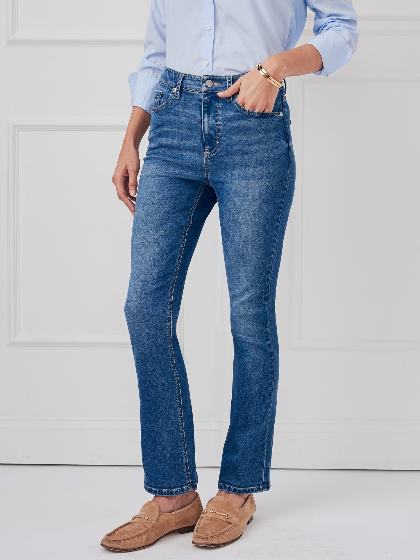 J.McLaughlin Milburn jeans in dark denim made with cotton. 