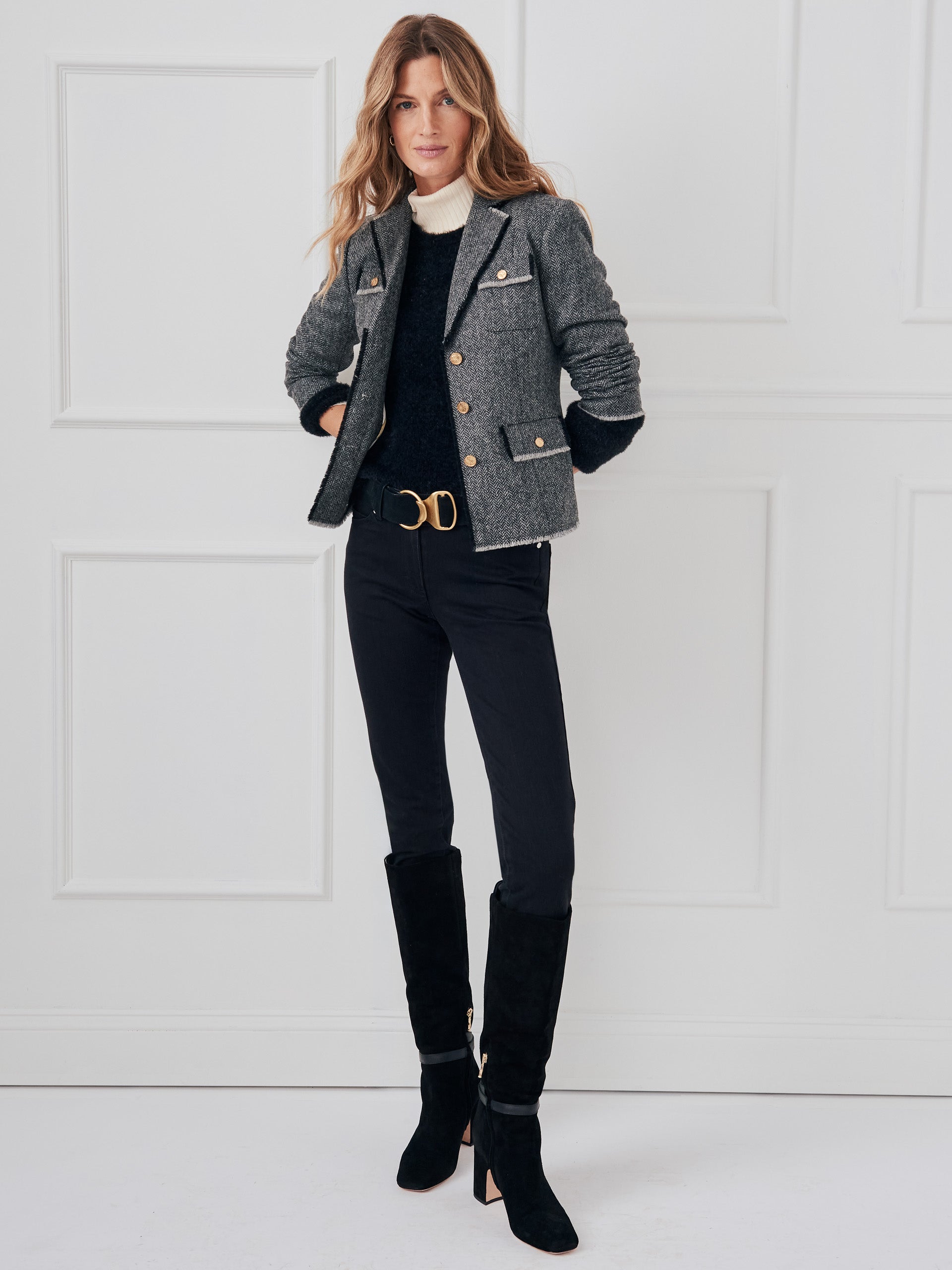 J.McLaughlin Anwen jacket in charcoal made with wool. 