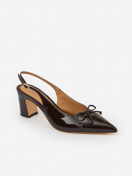 J.mcLauighlin Miriam heels in dark brown made with patent leather.