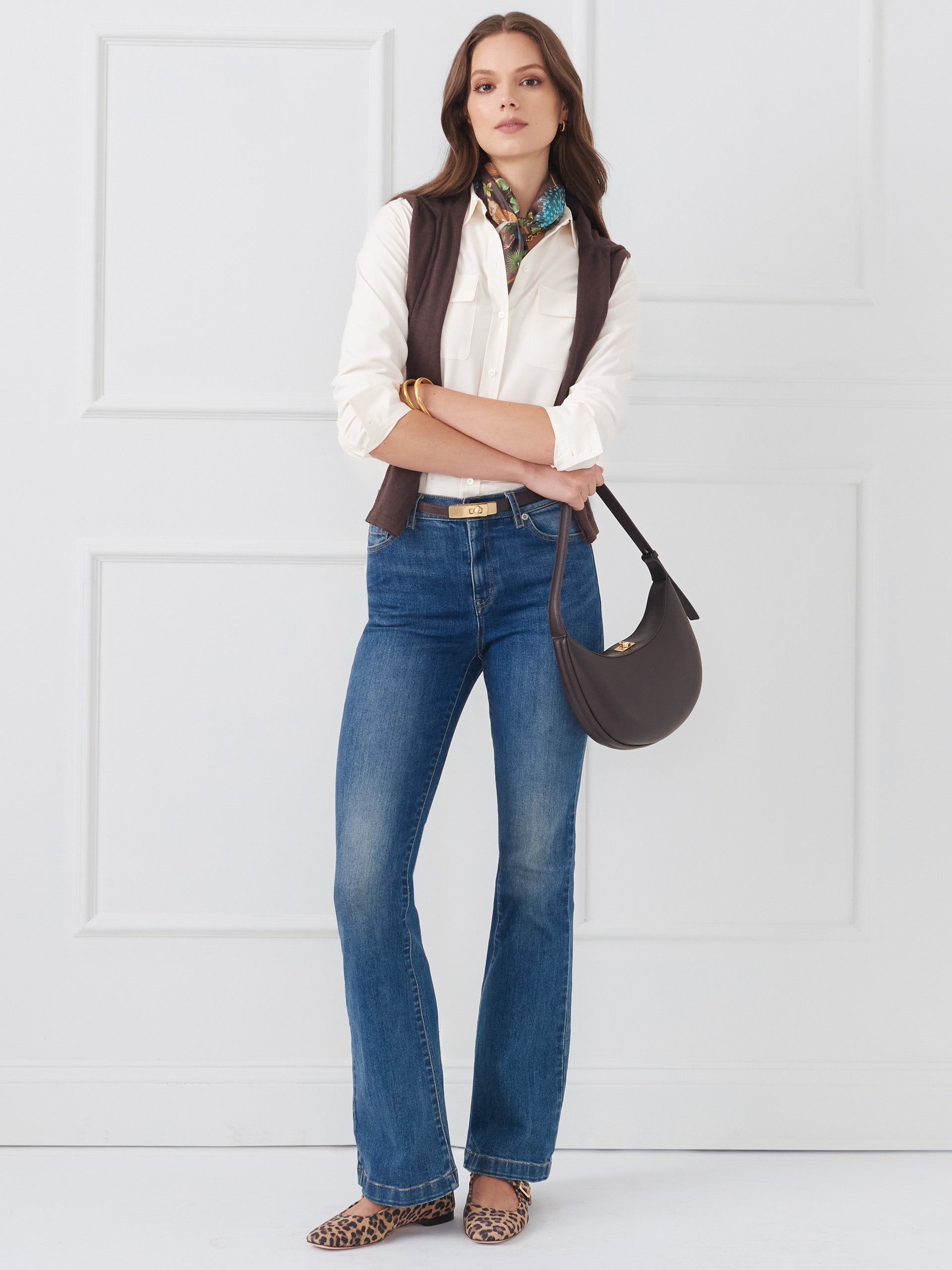 J.McLAUGHLIN Miris shirt in egret white made with silk