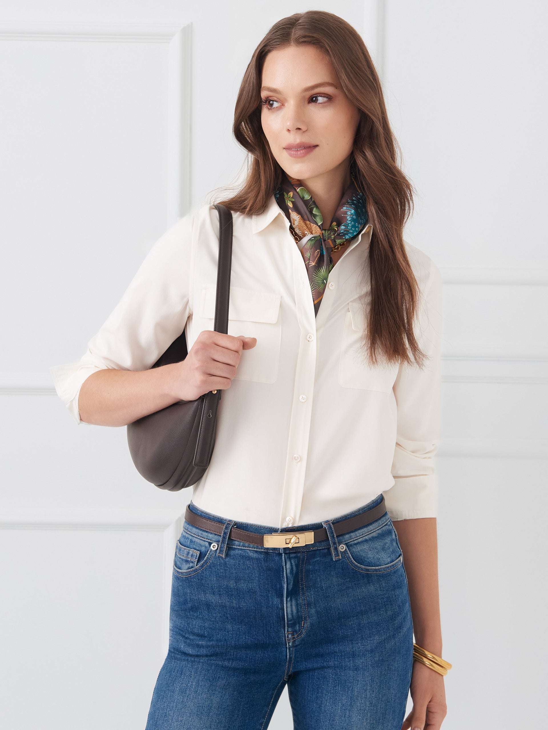 J.McLAUGHLIN Miris shirt in egret white made with silk