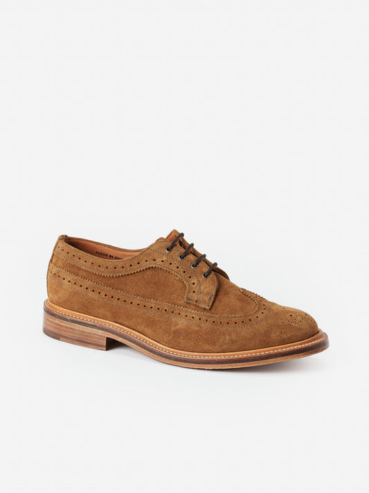 J.McLaughlin Suede wingtip shoes in tobacco made with suede. 