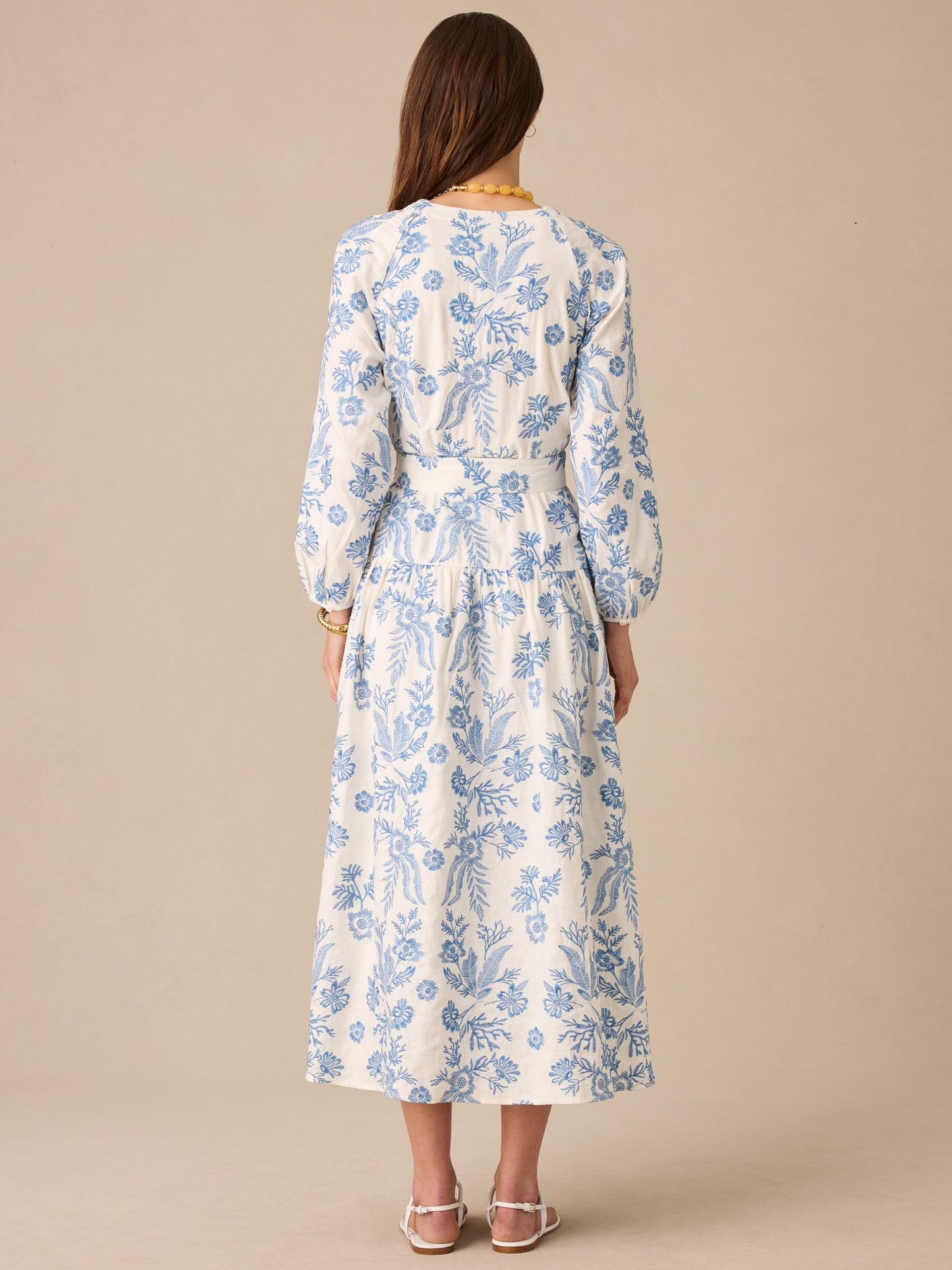 Nancy Linen Blend Dress in Embroidery