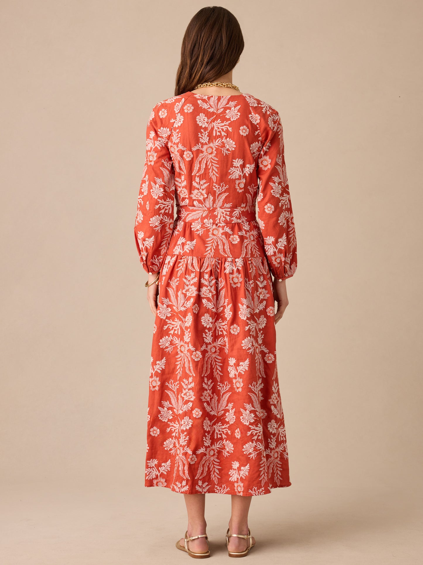 Nancy Linen Blend Dress in Embroidery