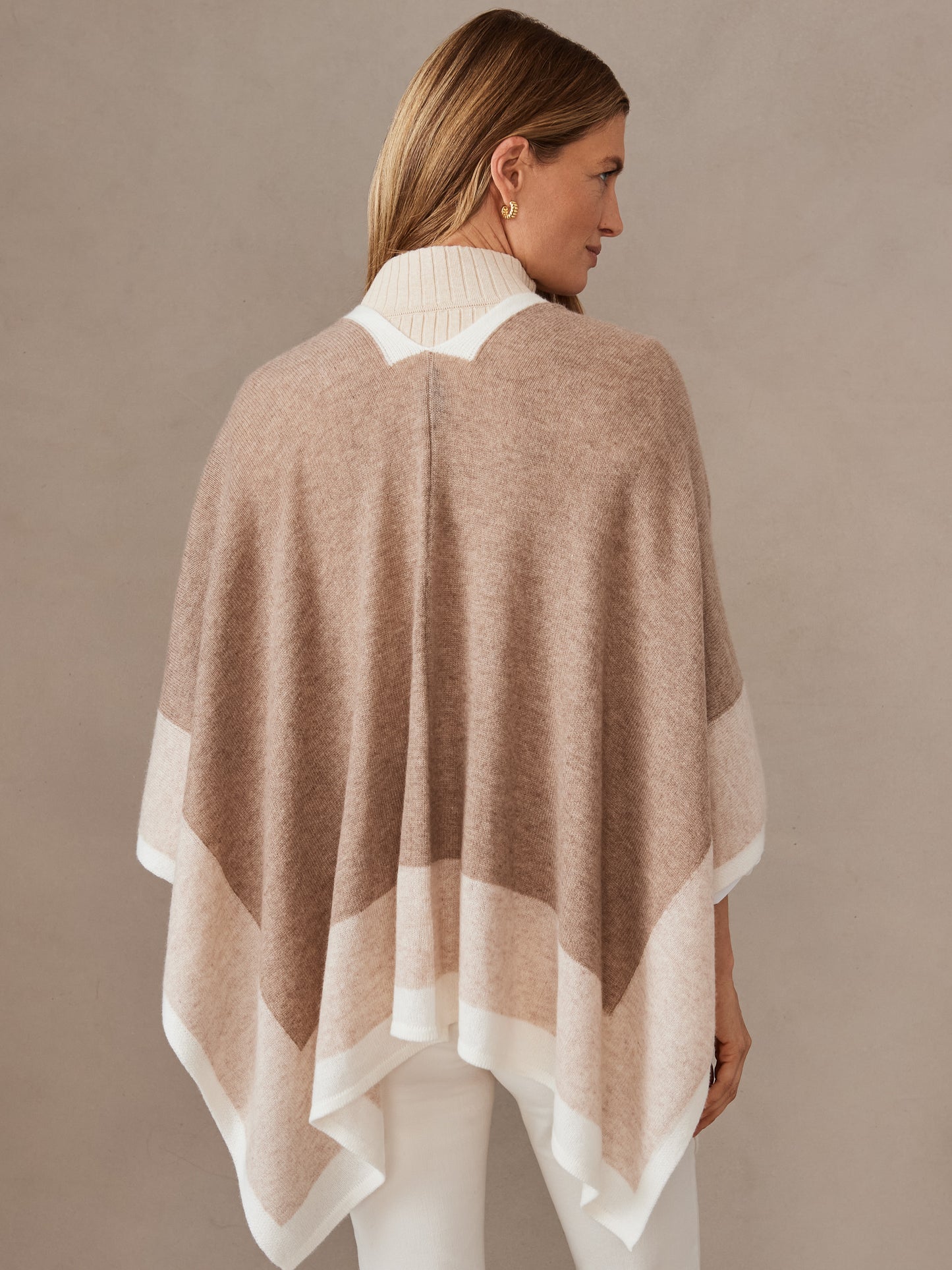 J.McLaughlin Naomi wrap in heather oatmeal/brown made with cashmere.